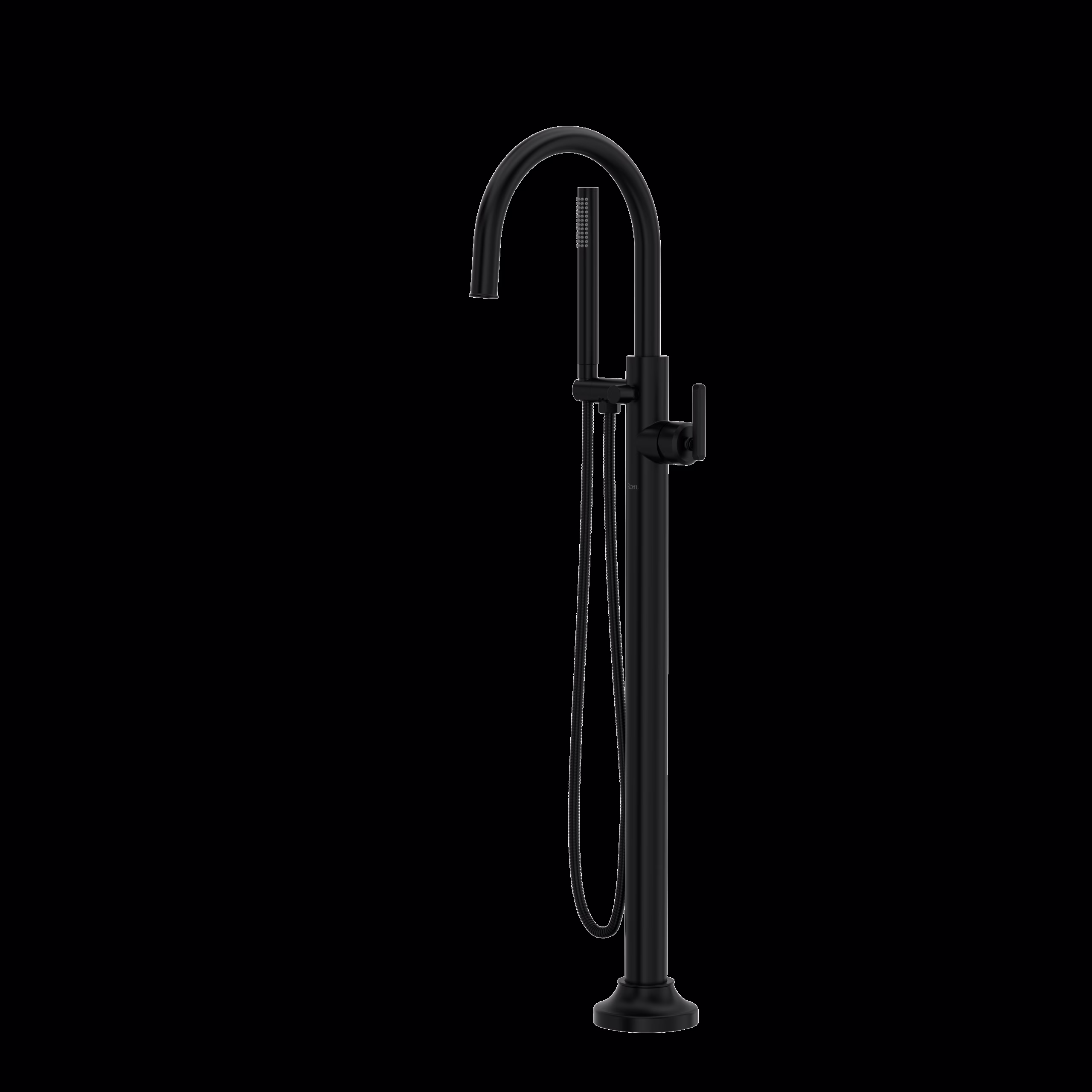 ROHL | Matte Black Apothecary™ Single Hole Floor Mount Tub Filler Trim