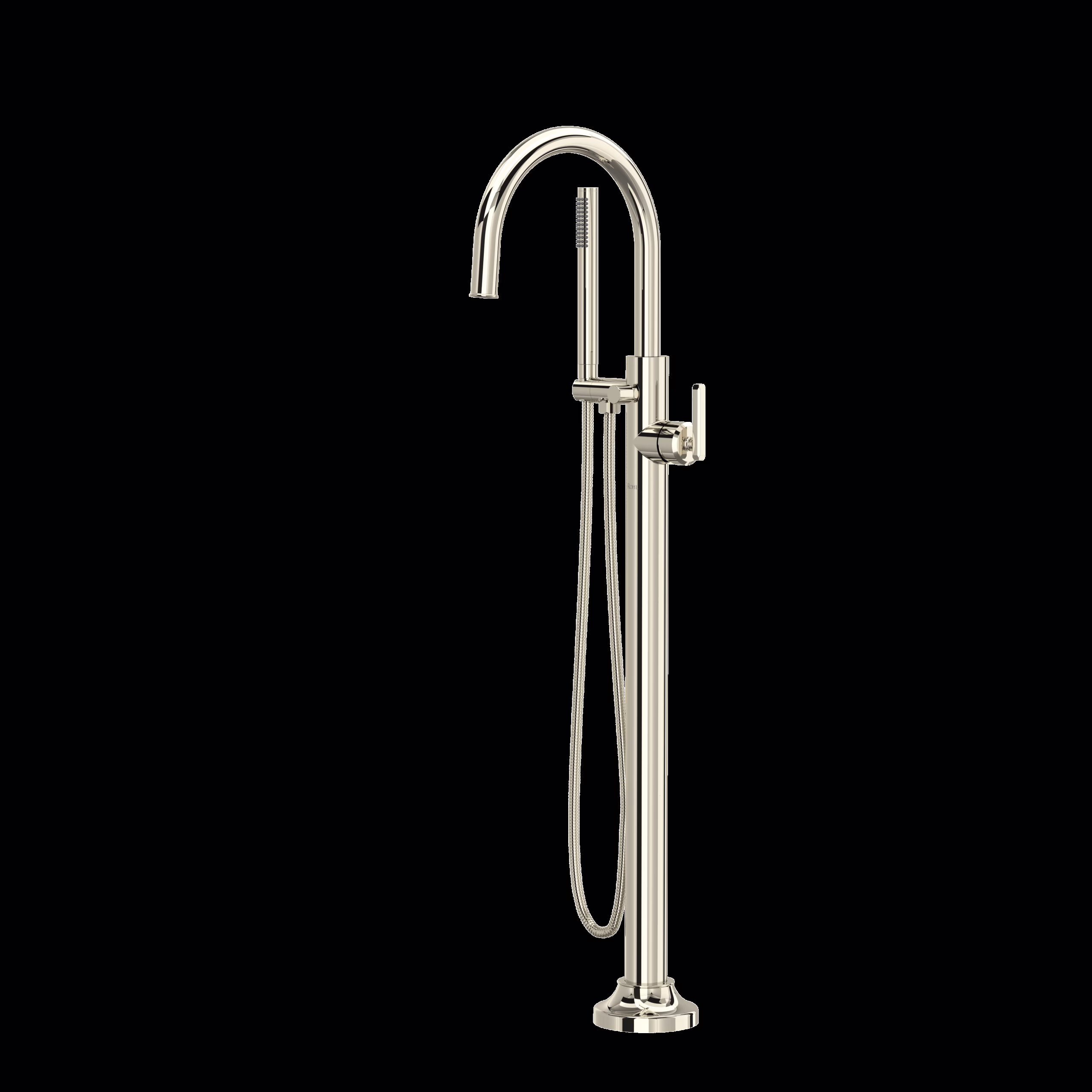 ROHL | Polished Nickel Apothecary™ Single Hole Floor Mount Tub Filler Trim