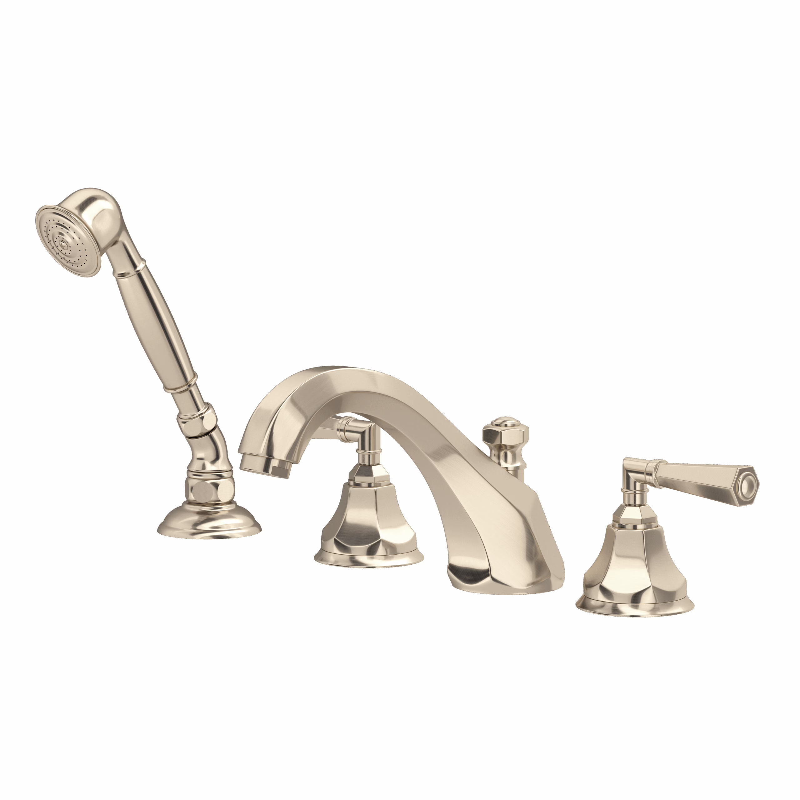 ROHL | Satin Nickel Palladian® 4-Hole Deck Mount Tub Filler
