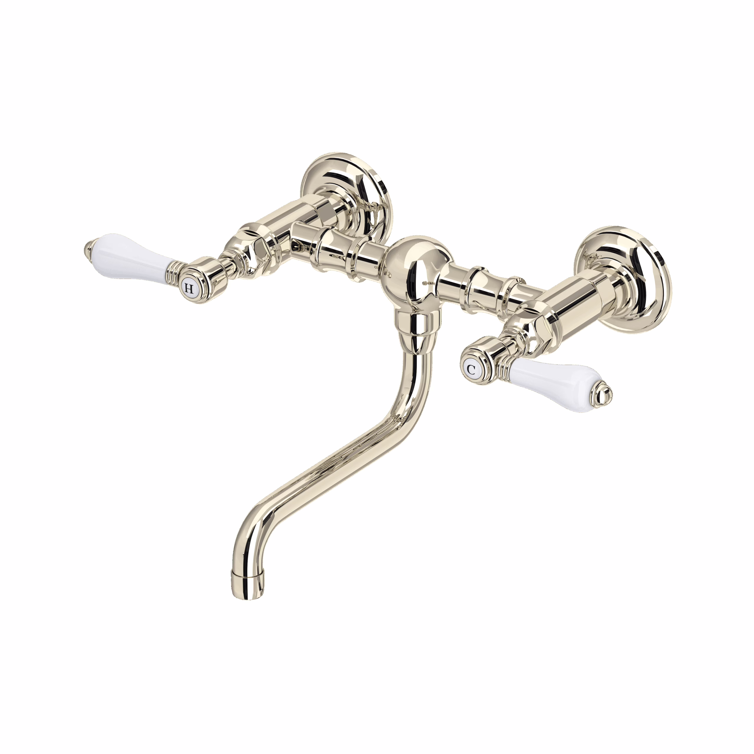 ROHL | Polished Nickel Acqui® Wall Mount Bridge Lavatory Faucet