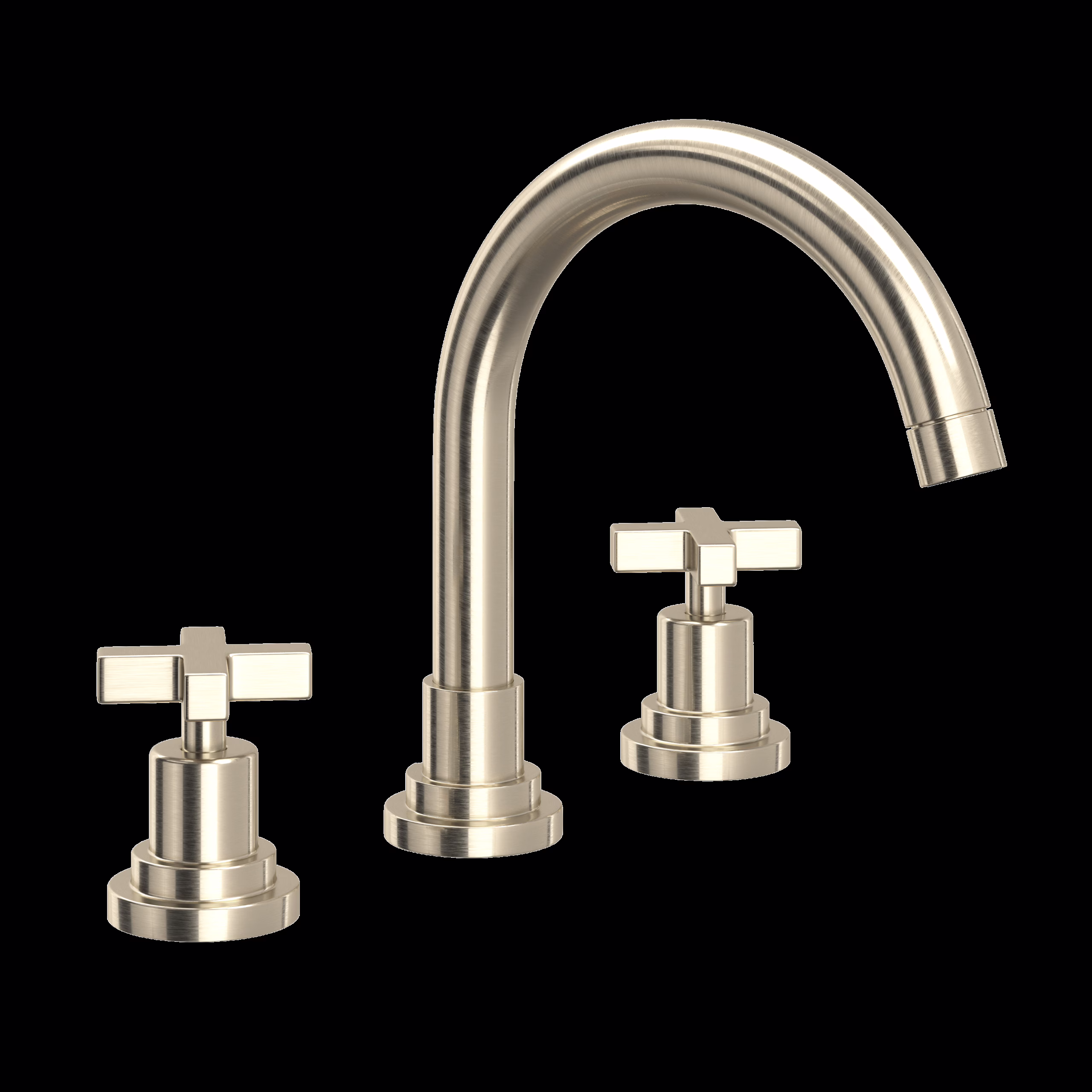 ROHL | Satin Nickel Lombardia® Widespread Lavatory Faucet With C-Spout