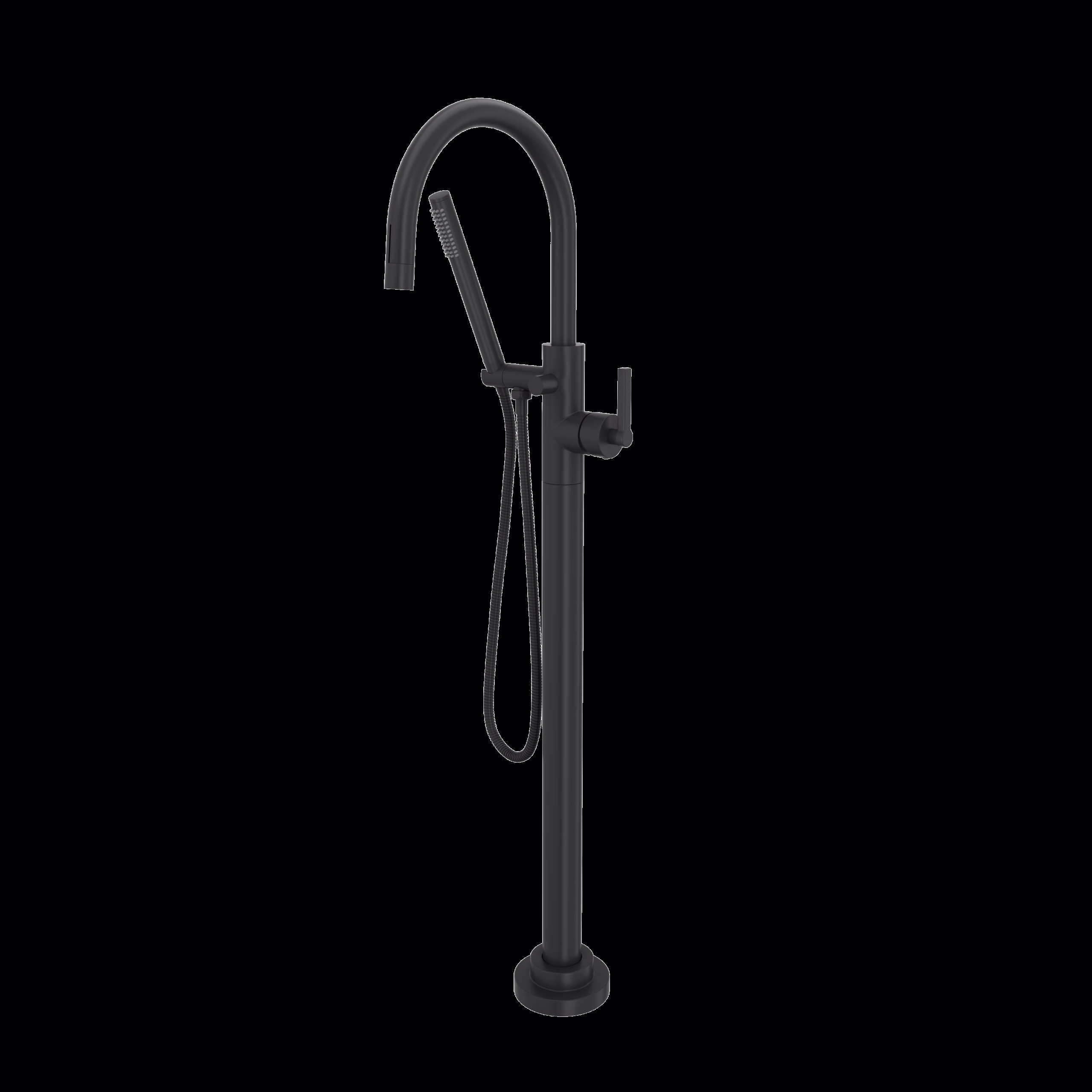 ROHL | Matte Black Lombardia® Single Hole Floor Mount Tub Filler Trim