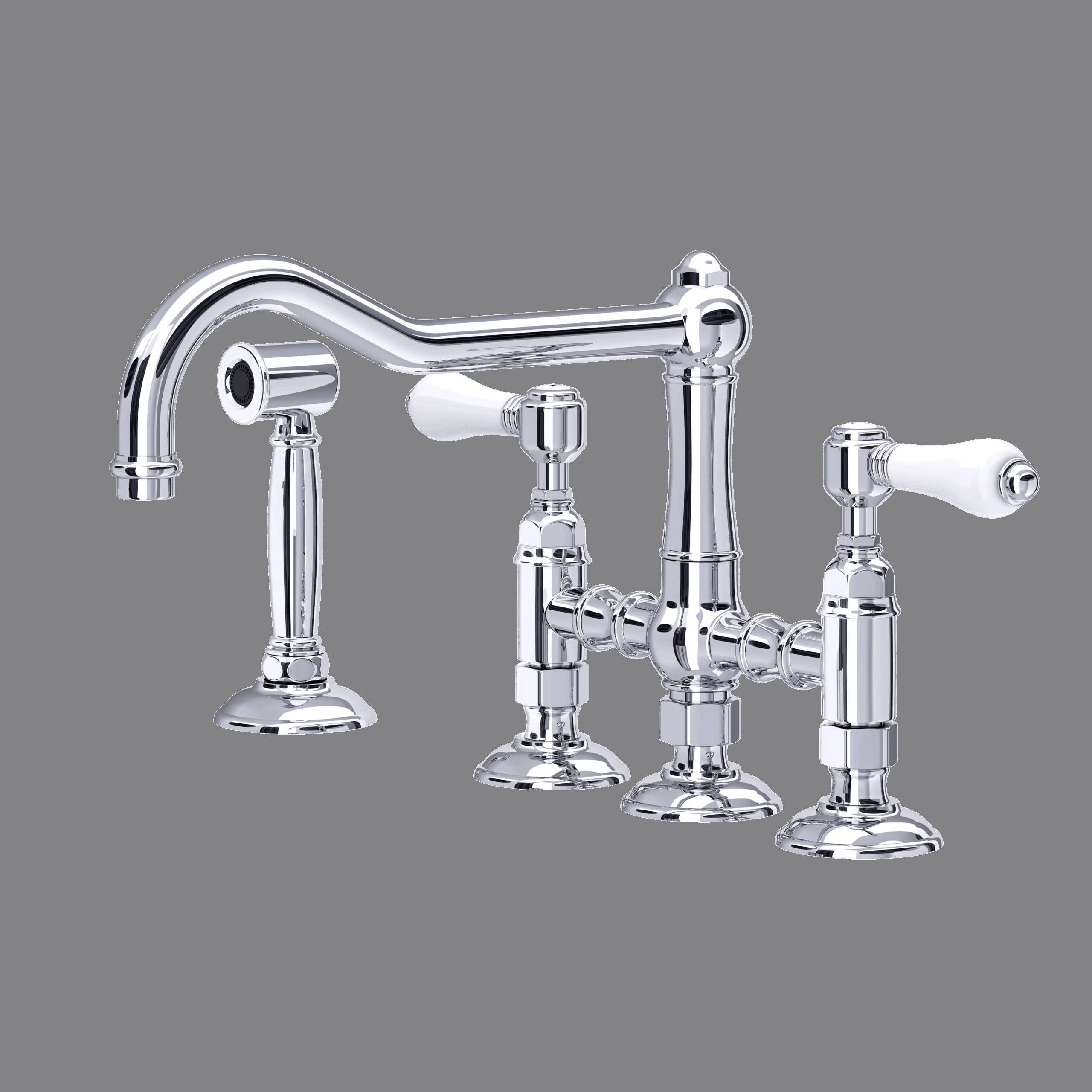 ROHL | Polished Chrome Acqui® Bridge Kitchen Faucet With Side Spray