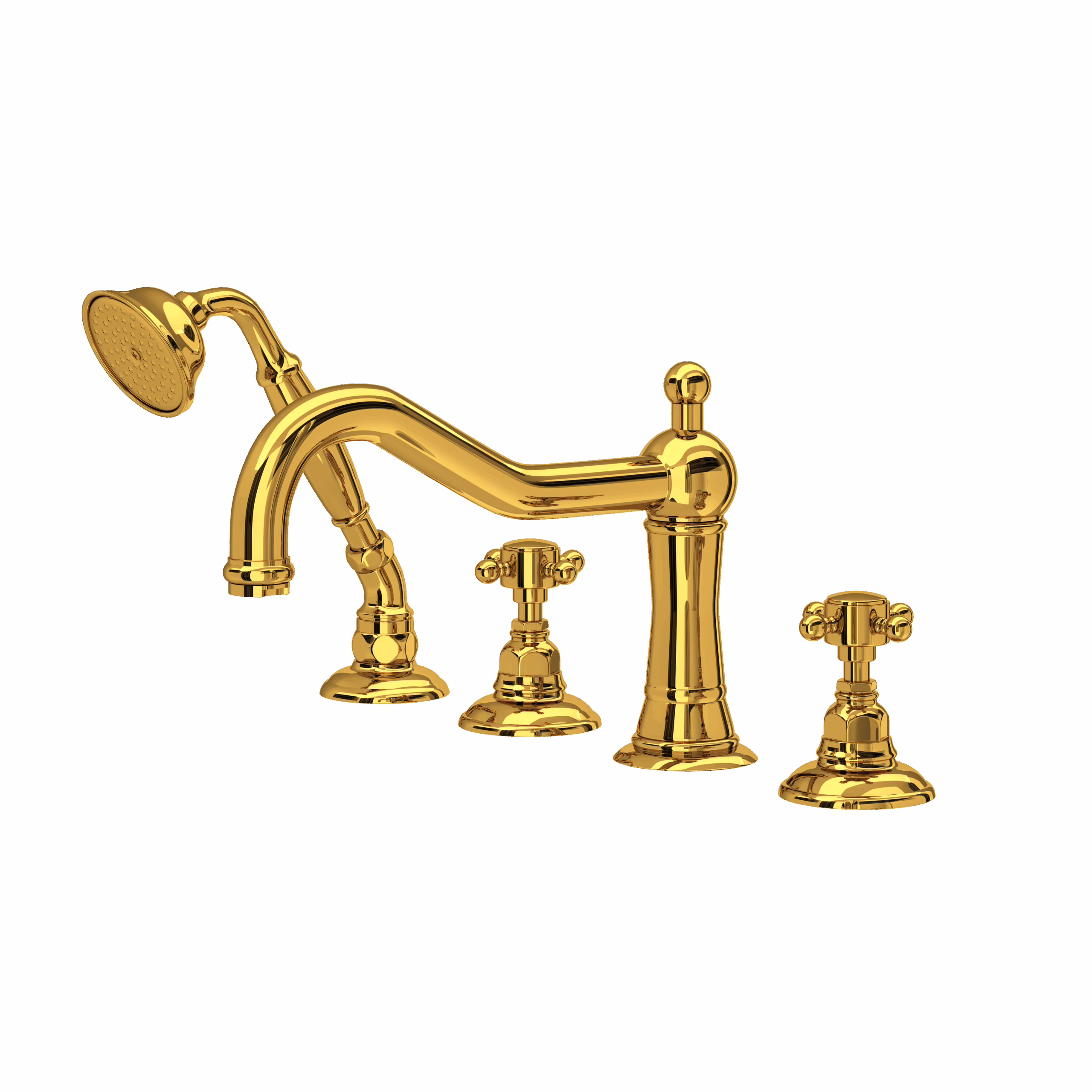 ROHL | Unlacquered Brass Acqui® 4-Hole Deck Mount Tub Filler