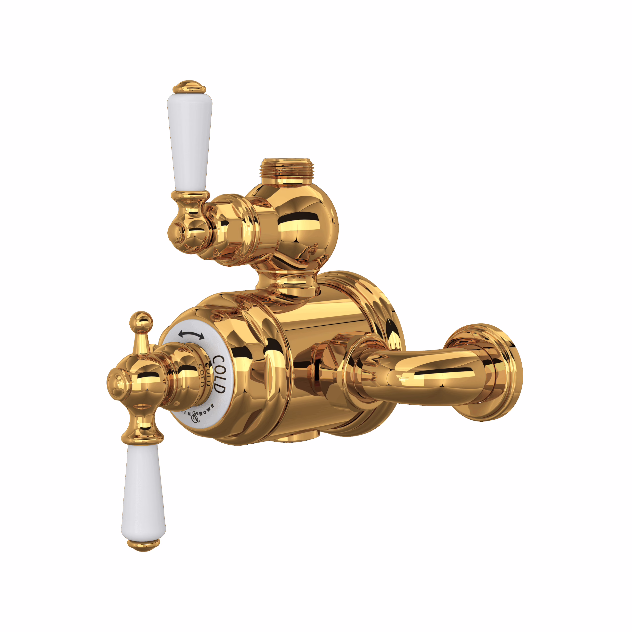 Perrin & Rowe | English Gold Edwardian™ 3/4" Exposed Therm Valve With Volume And Temperature Control