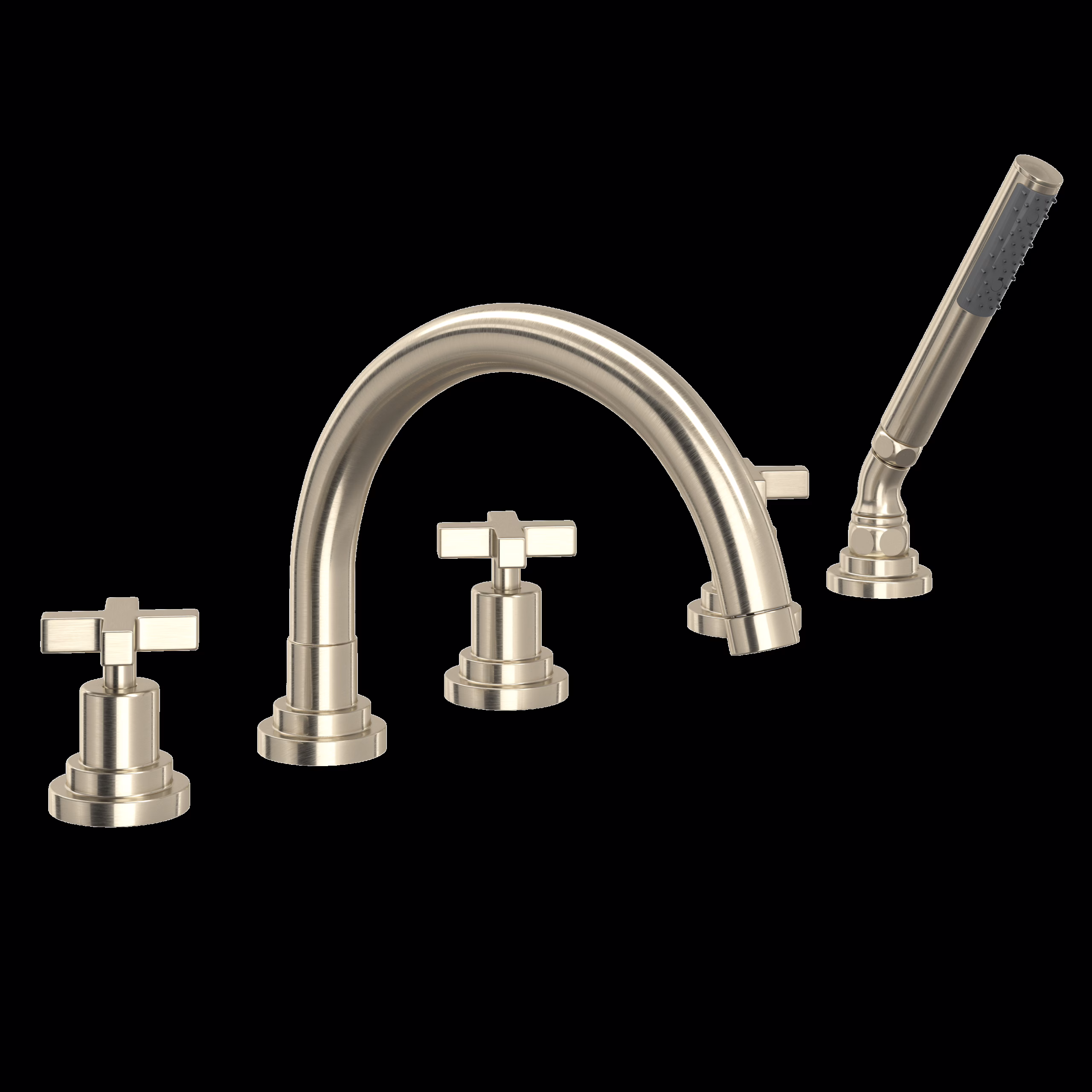 ROHL | Satin Nickel Lombardia® 5-Hole Deck Mount Tub Filler With C-Spout