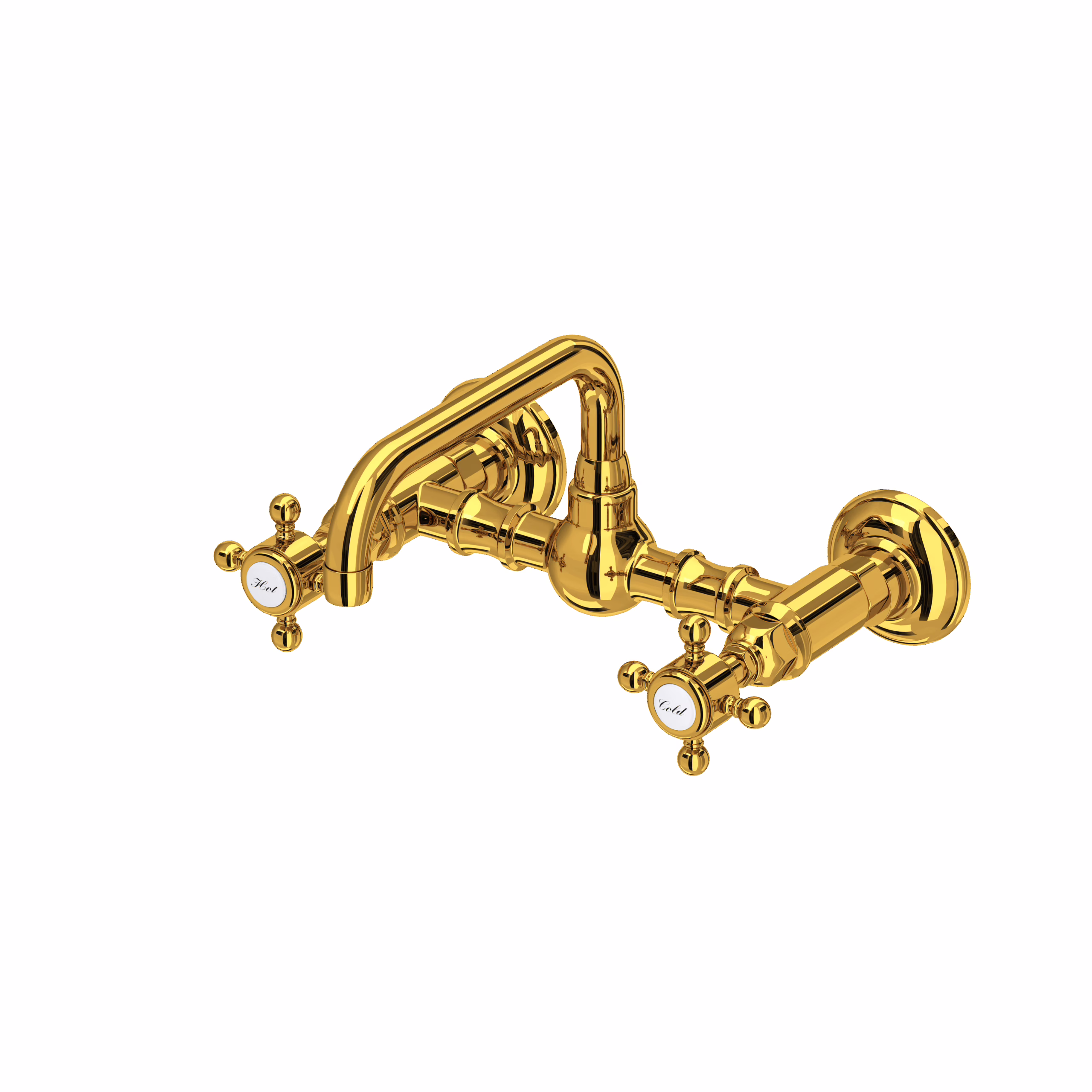 ROHL | Unlacquered Brass Acqui® Wall Mount Bridge Lavatory Faucet With U-Spout
