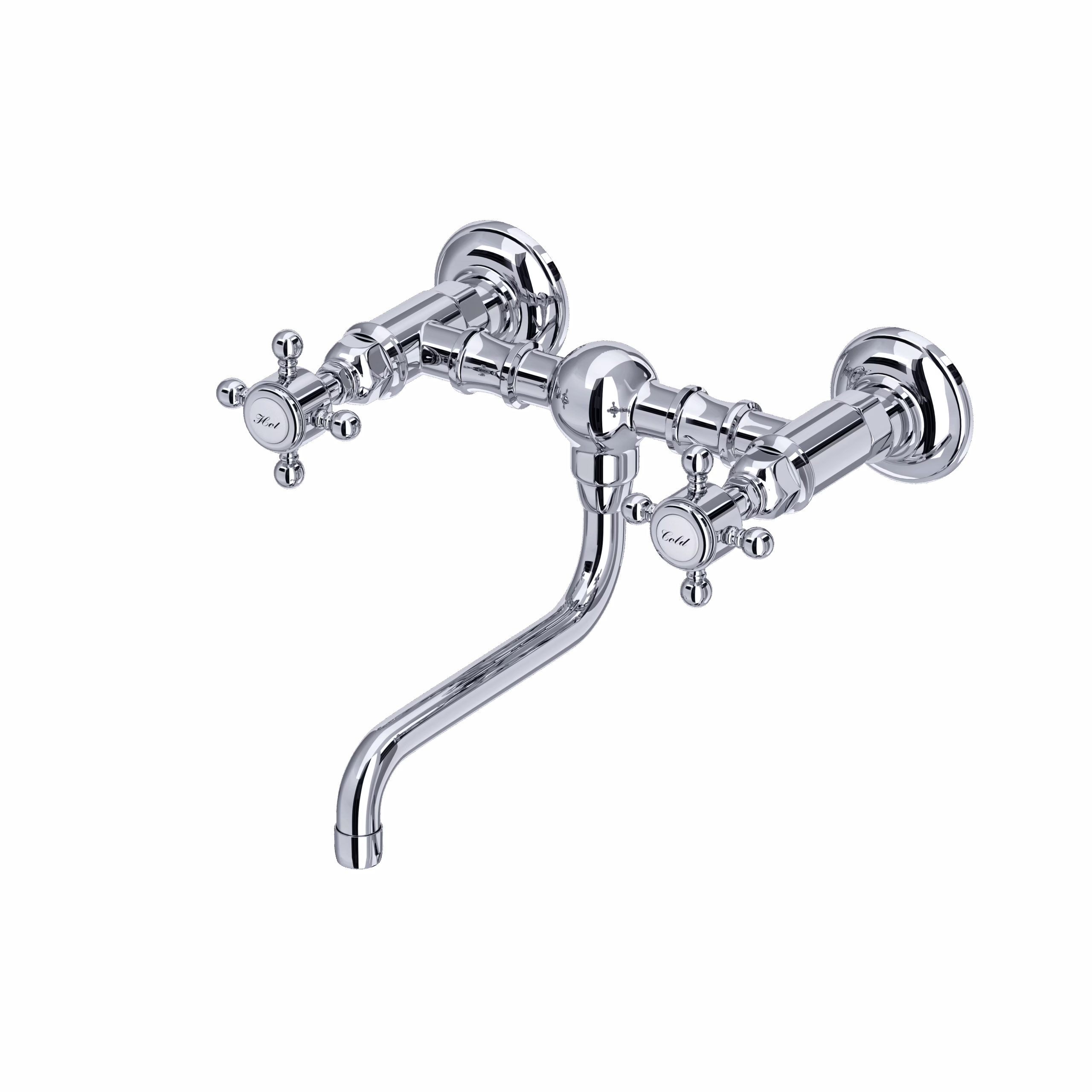 ROHL | Polished Chrome Acqui® Wall Mount Bridge Lavatory Faucet