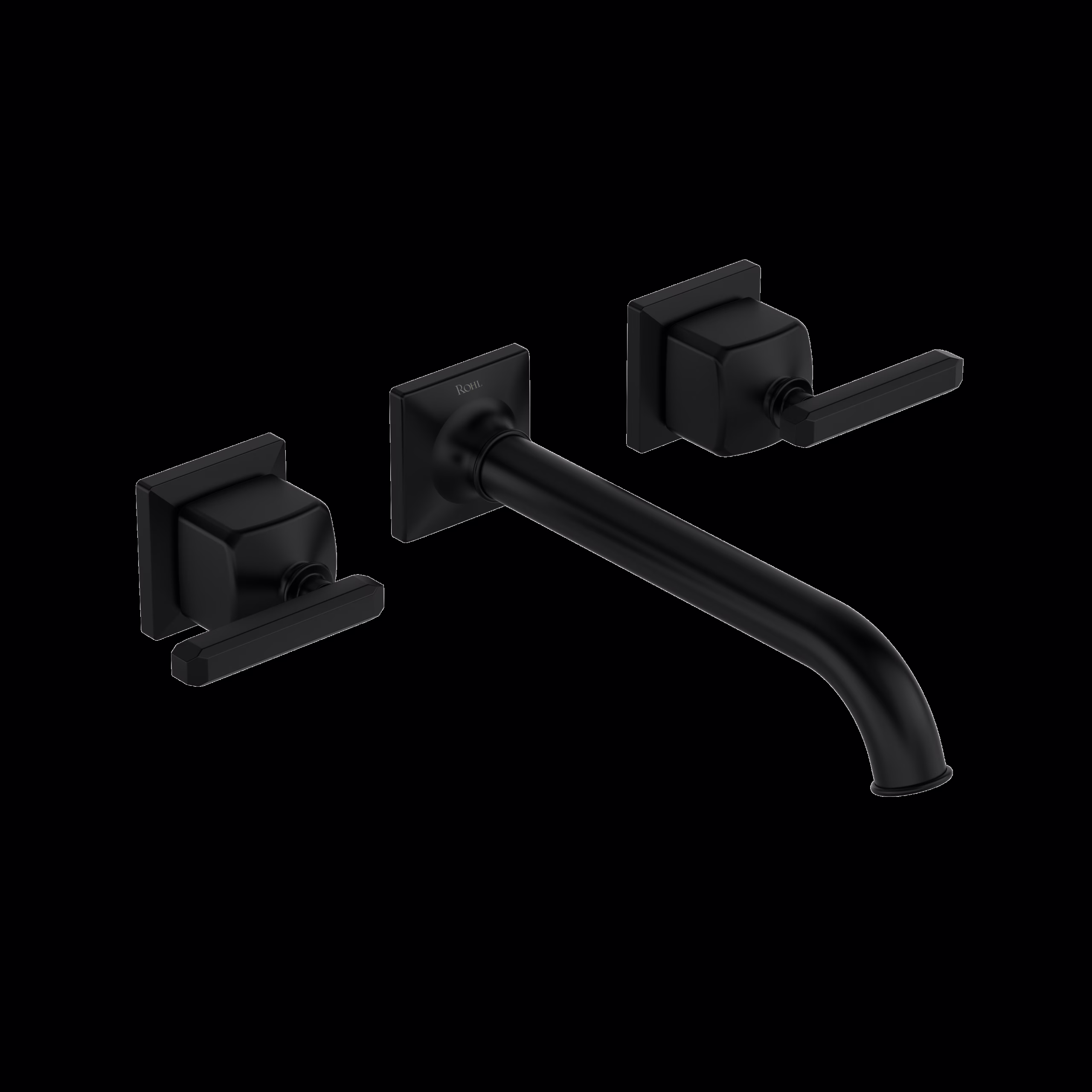 ROHL | Matte Black Apothecary™ Wall Mount Lavatory Faucet Trim