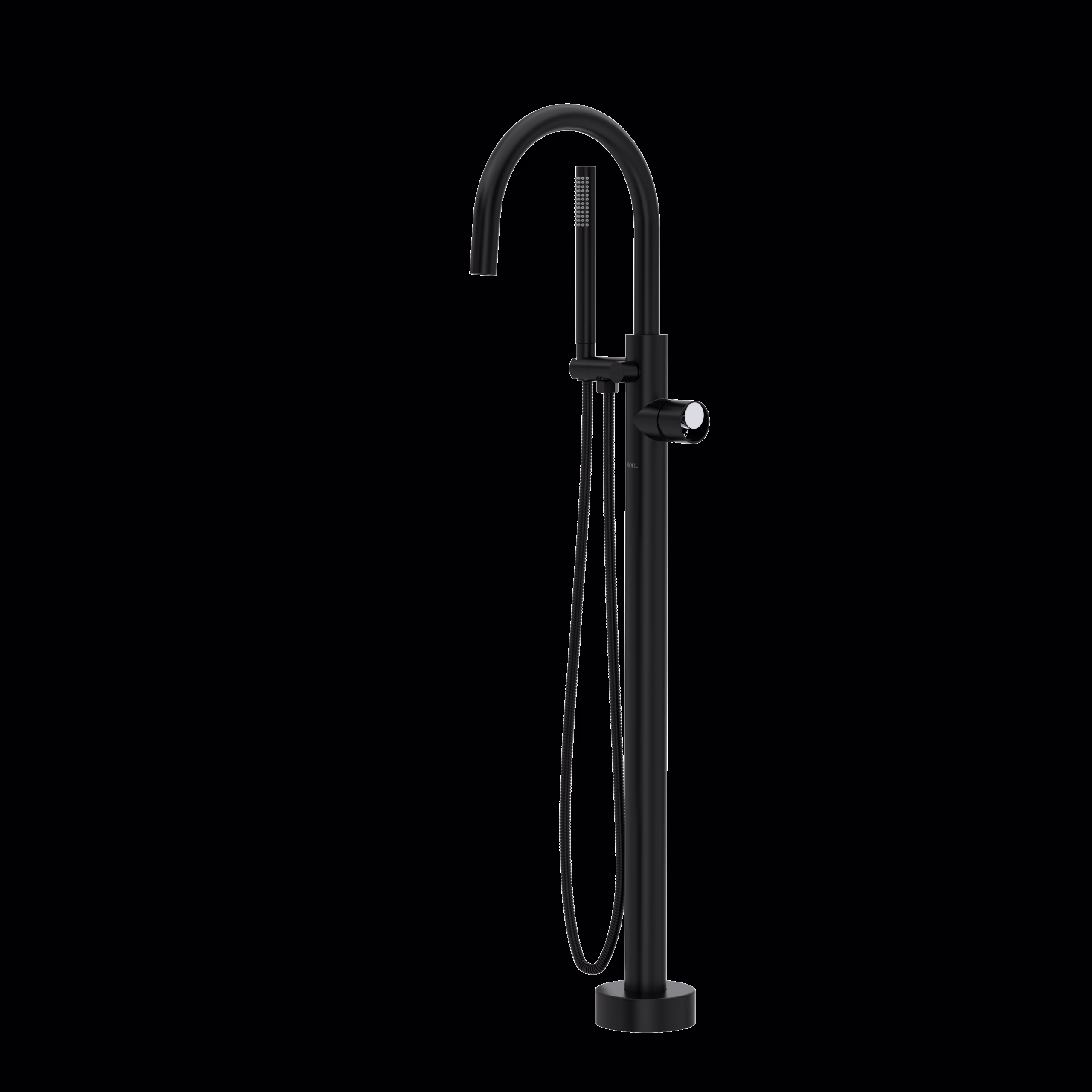 ROHL | Matte Black/Polished Chrome Eclissi™ Single Hole Floor Mount Tub Filler Trim With C-Spout