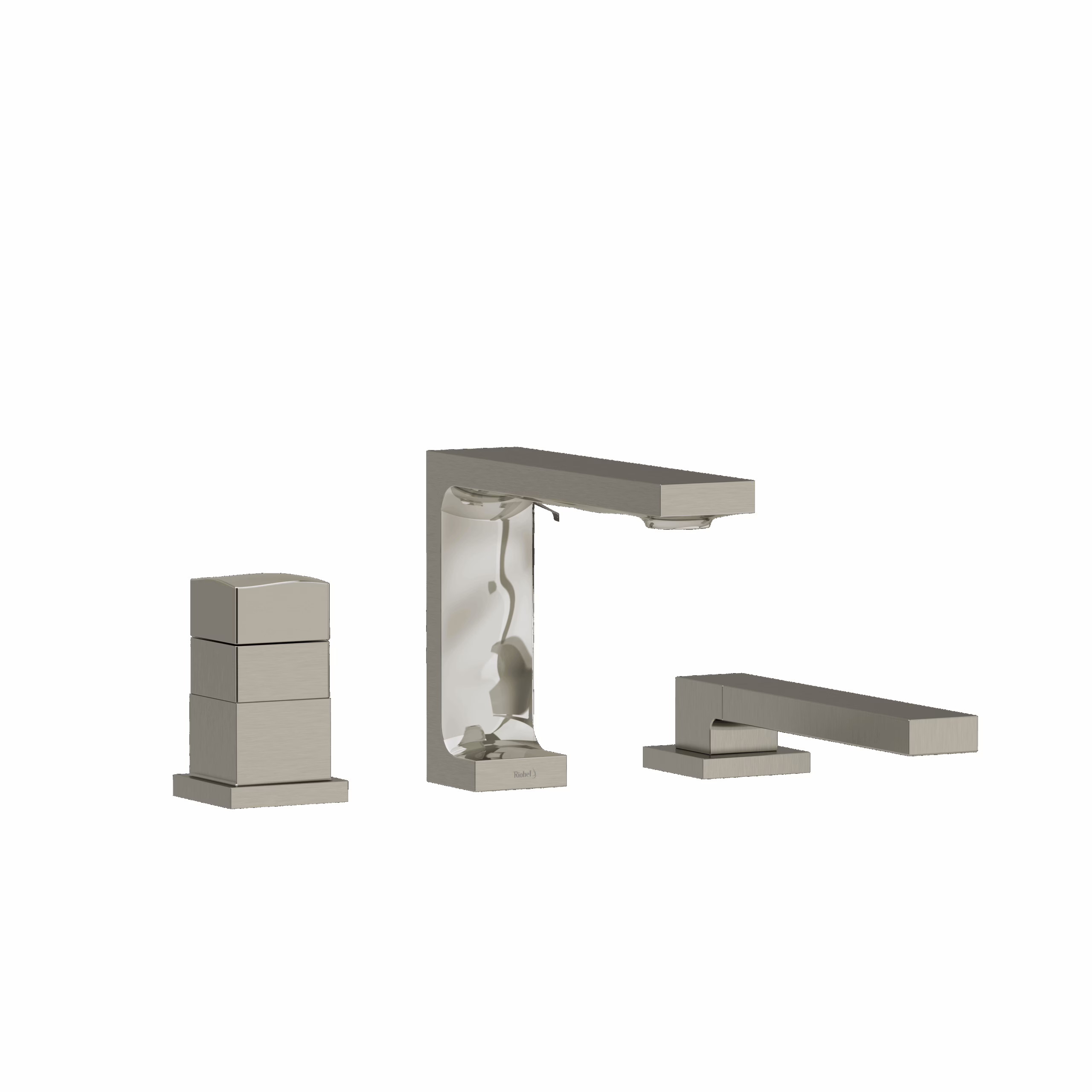 RIOBEL | Brushed Nickel Reflet™ 3-Hole Deck Mount Tub Filler