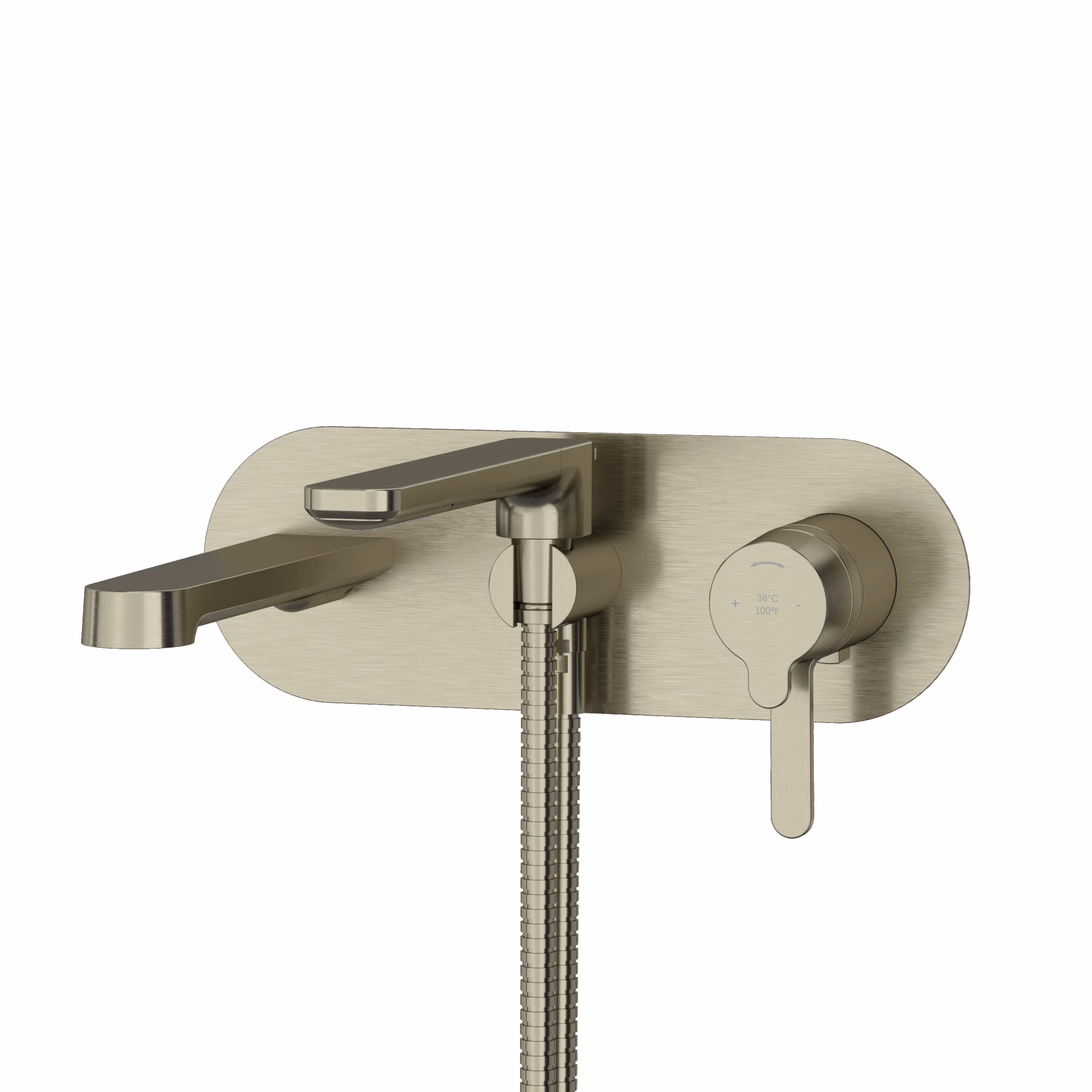 RIOBEL | Brushed Nickel Nibi™ Wall Mount Thermostatic/Pressure Balance Tub Filler Trim