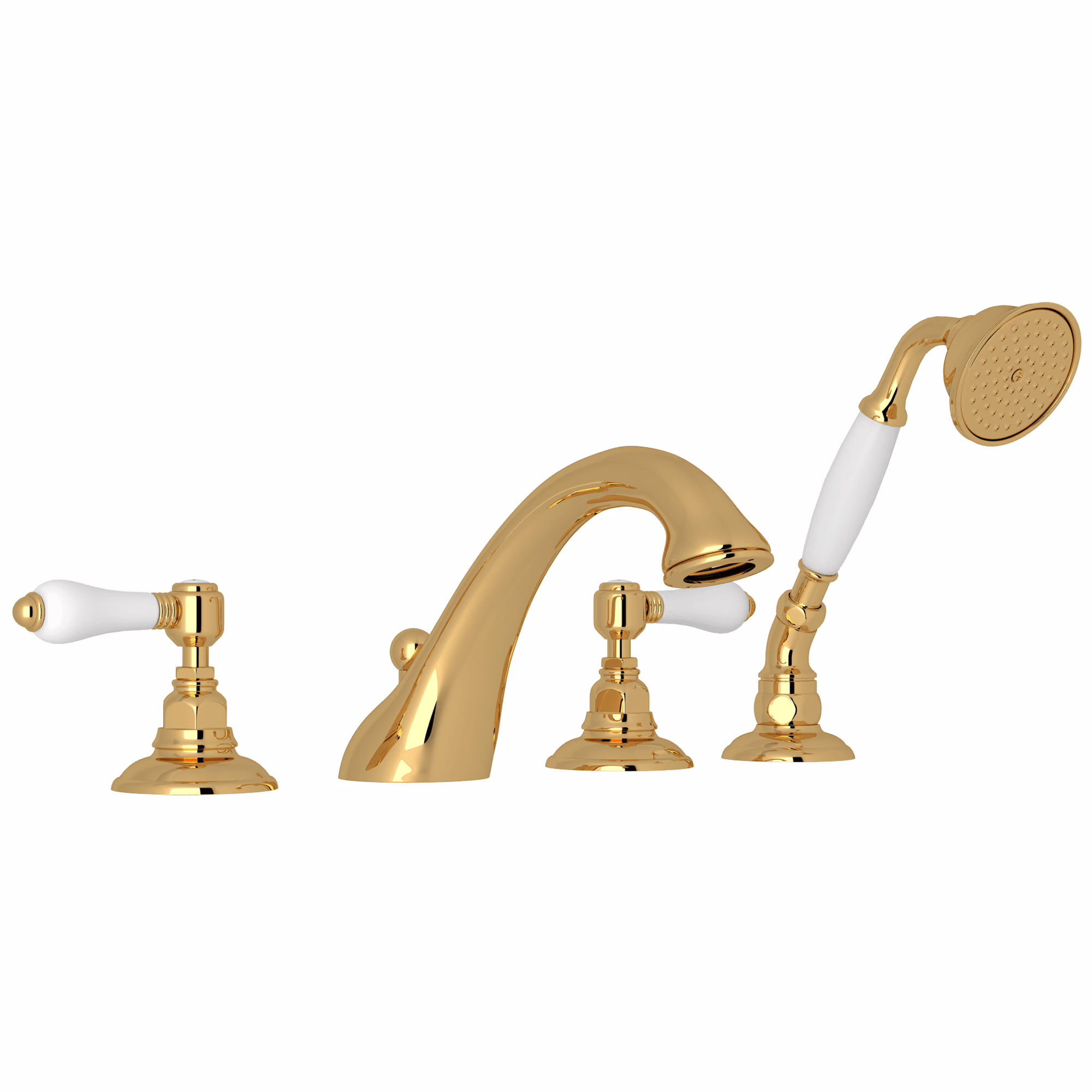 ROHL | Unlacquered Brass Acqui® 4-Hole Deck Mount Tub Filler