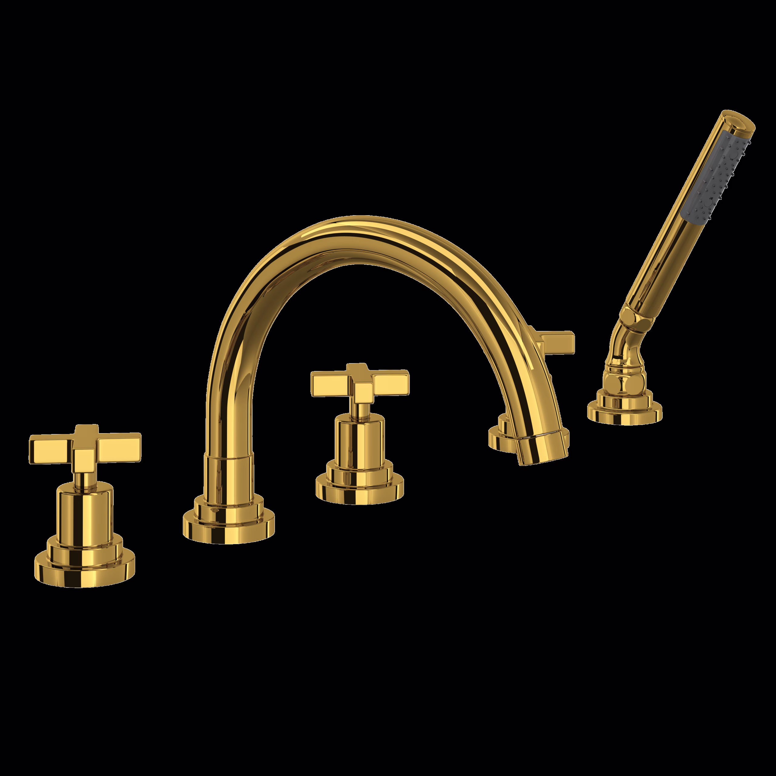 ROHL | Unlacquered Brass Lombardia® 5-Hole Deck Mount Tub Filler With C-Spout