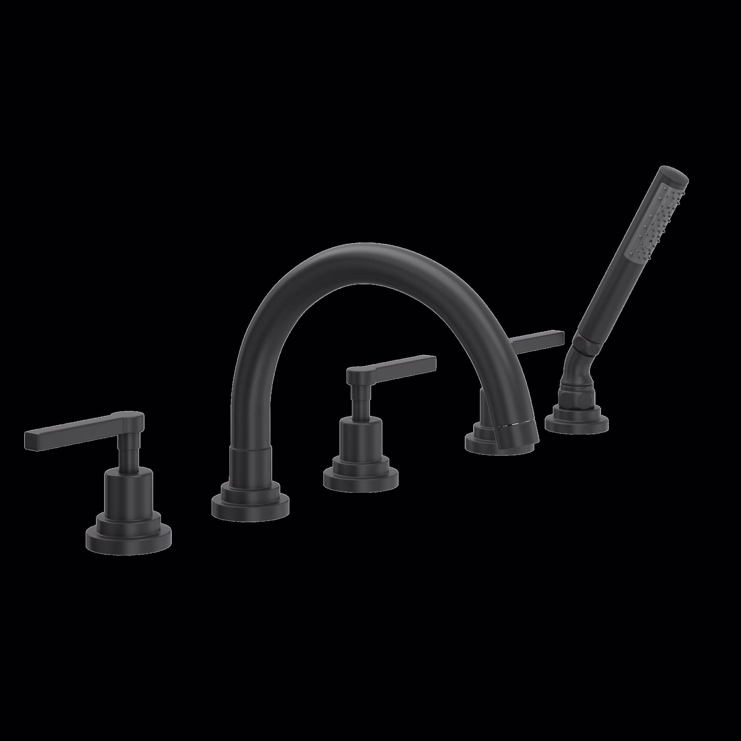 ROHL | Matte Black Lombardia® 5-Hole Deck Mount Tub Filler With C-Spout