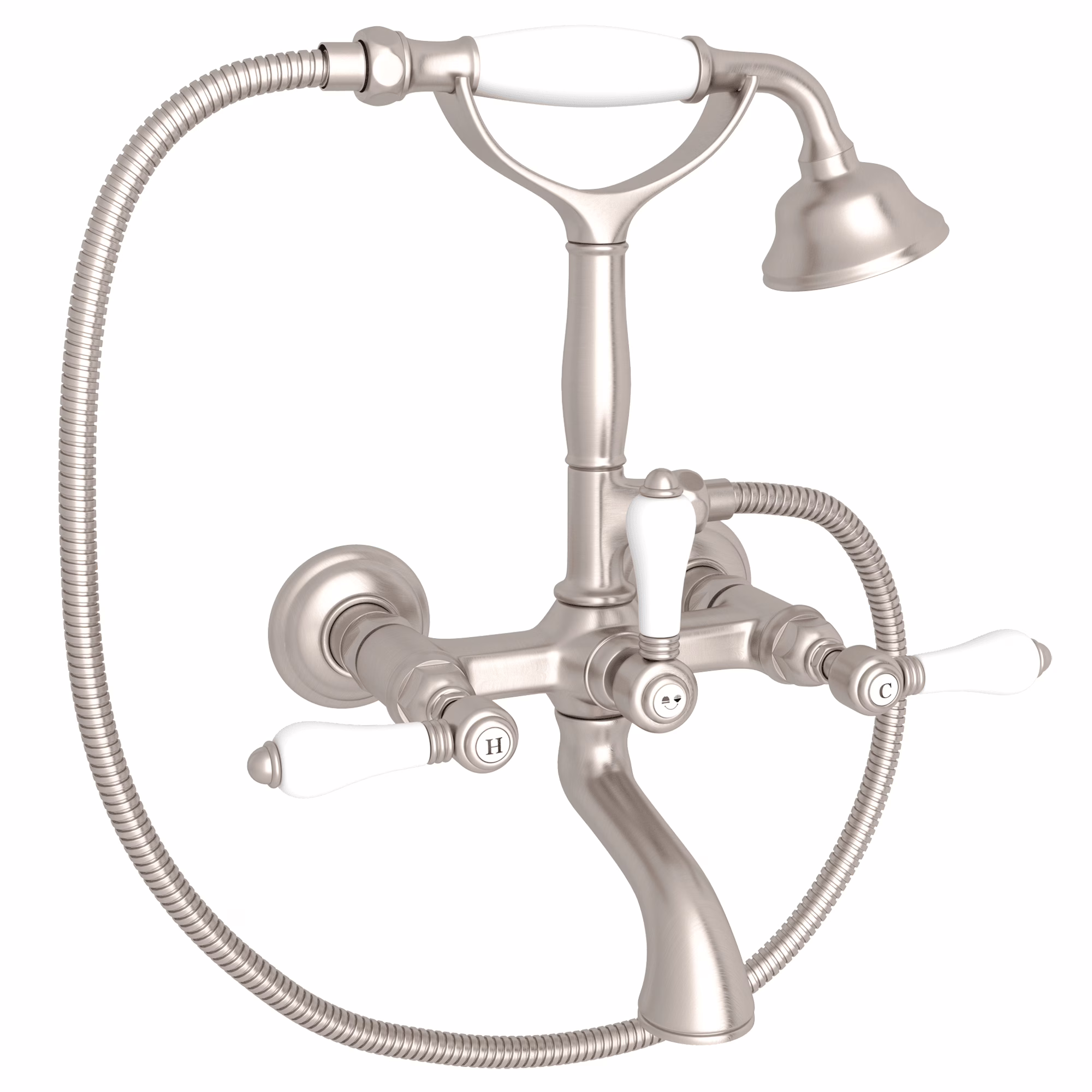 ROHL | Satin Nickel Exposed Wall Mount Tub Filler