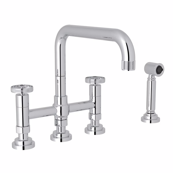 ROHL | Polished Chrome Campo™ Bridge Kitchen Faucet With Side Spray