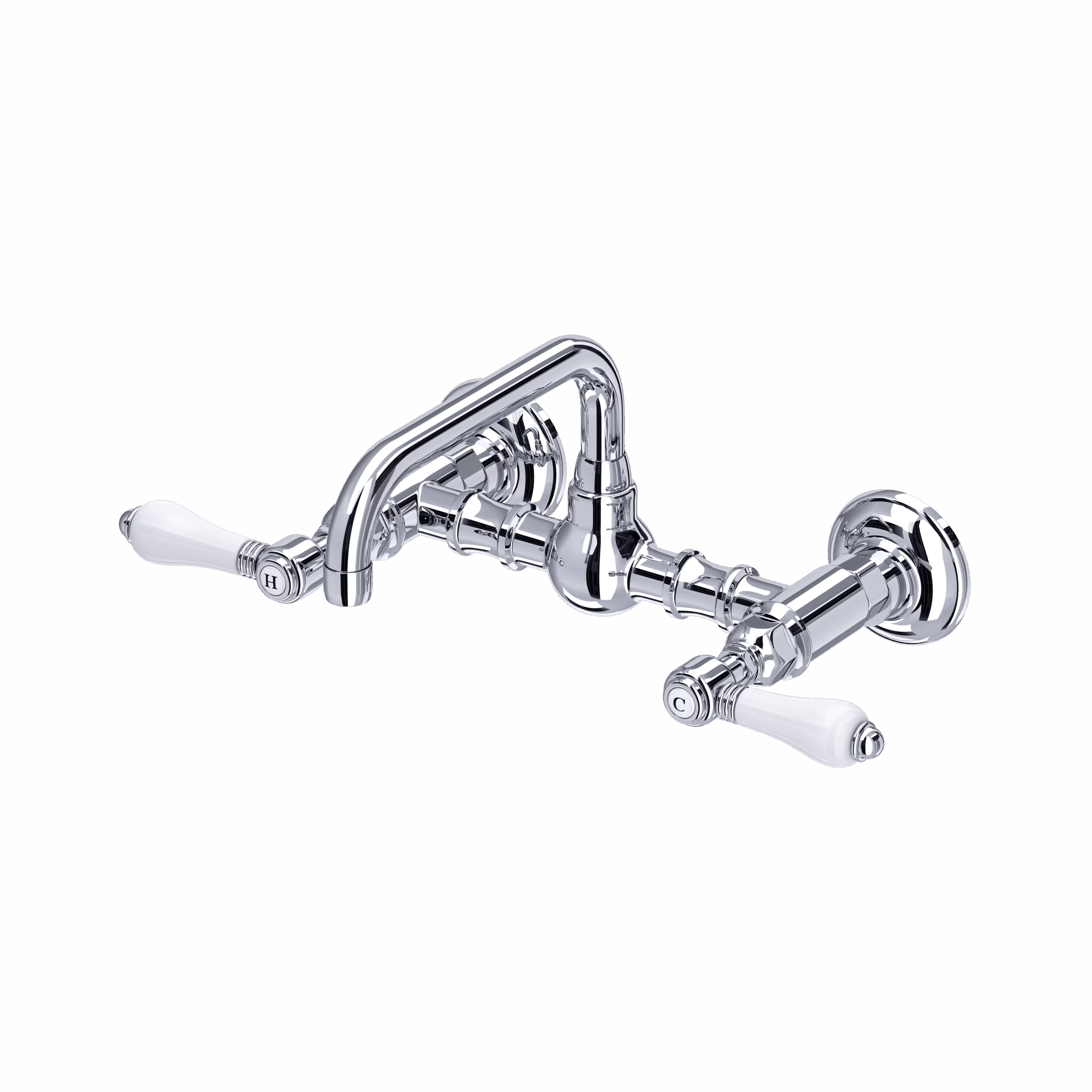 ROHL | Polished Chrome Acqui® Wall Mount Bridge Lavatory Faucet With U-Spout