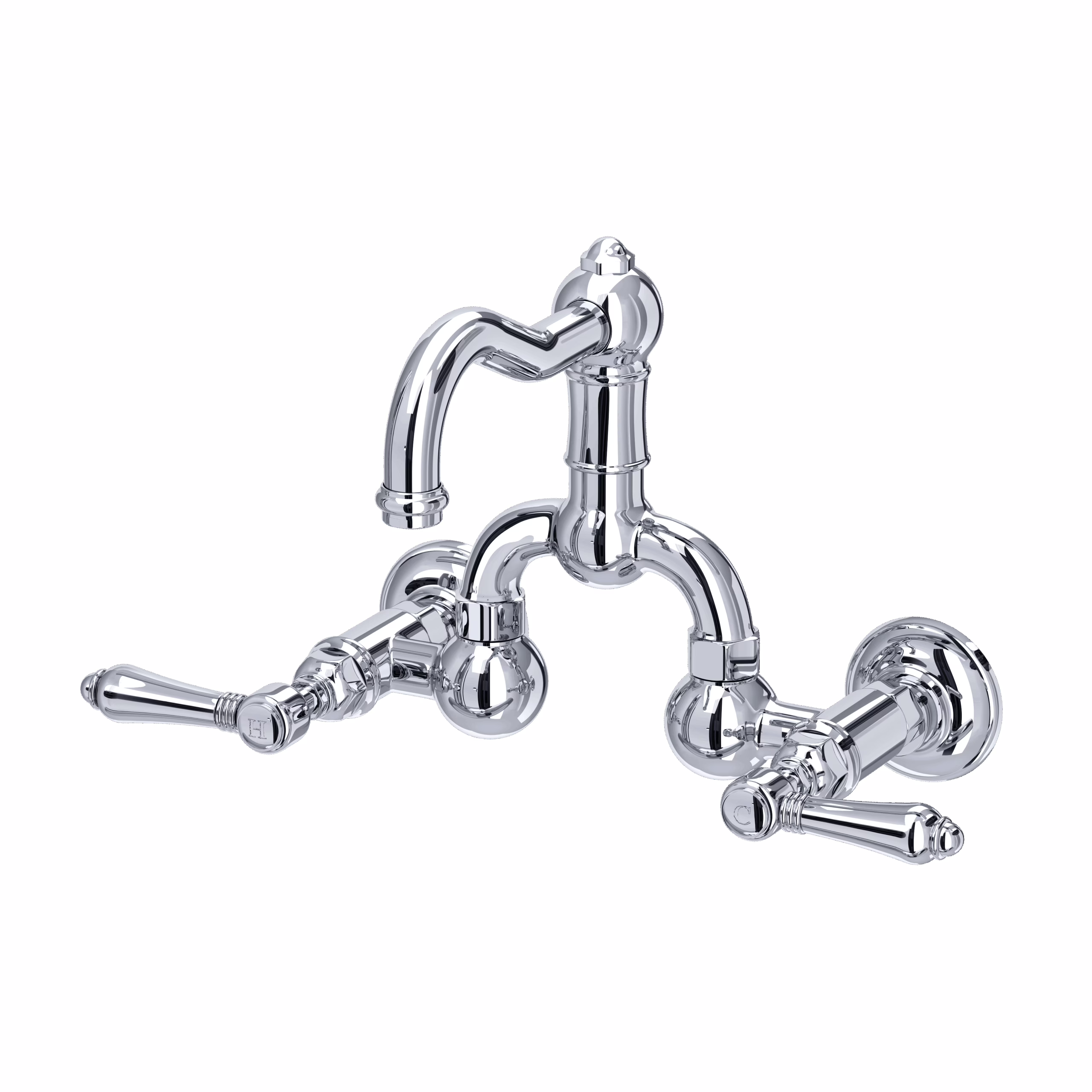 ROHL | Polished Chrome Acqui® Wall Mount Bridge Lavatory Faucet With Column Spout