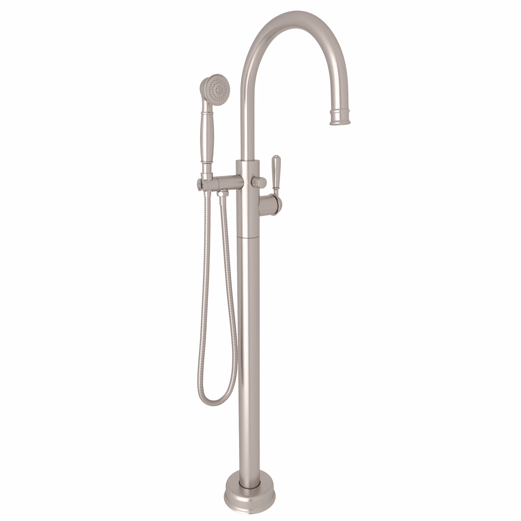 ROHL | Satin Nickel Traditional Single Hole Floor Mount Tub Filler Trim