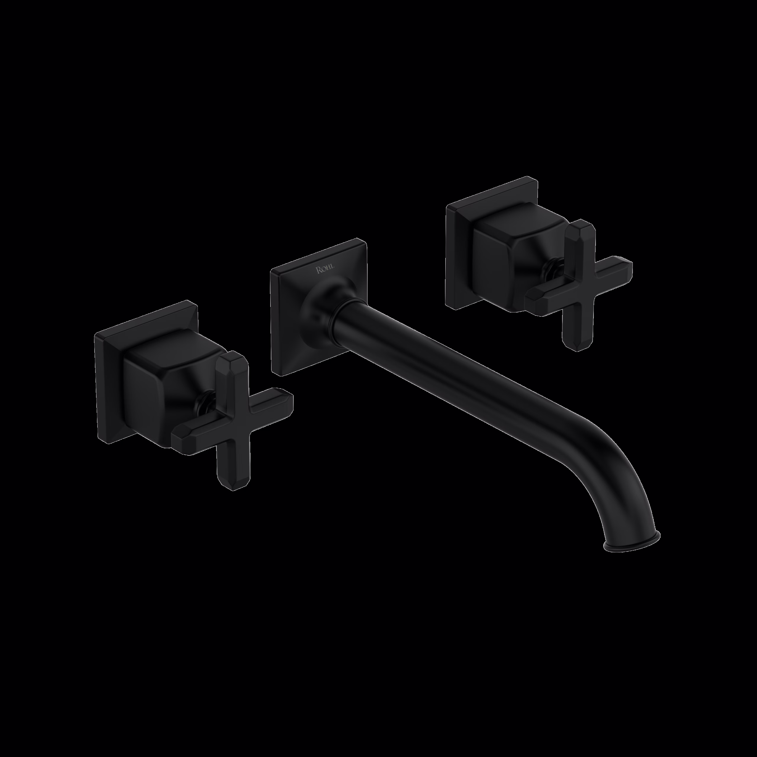 ROHL | Matte Black Apothecary™ Wall Mount Lavatory Faucet Trim