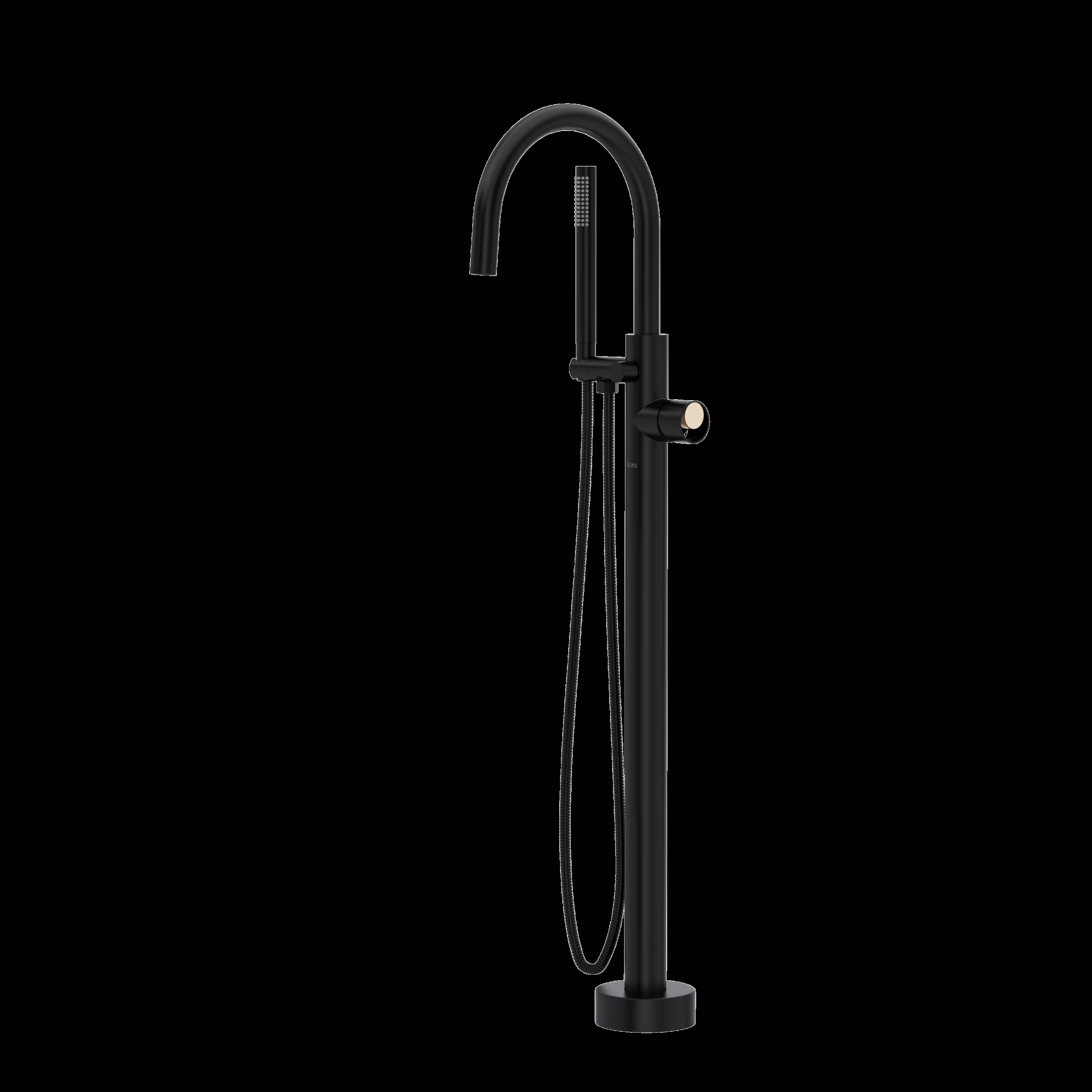 ROHL | Matte Black/Satin Nickel Eclissi™ Single Hole Floor Mount Tub Filler Trim With C-Spout