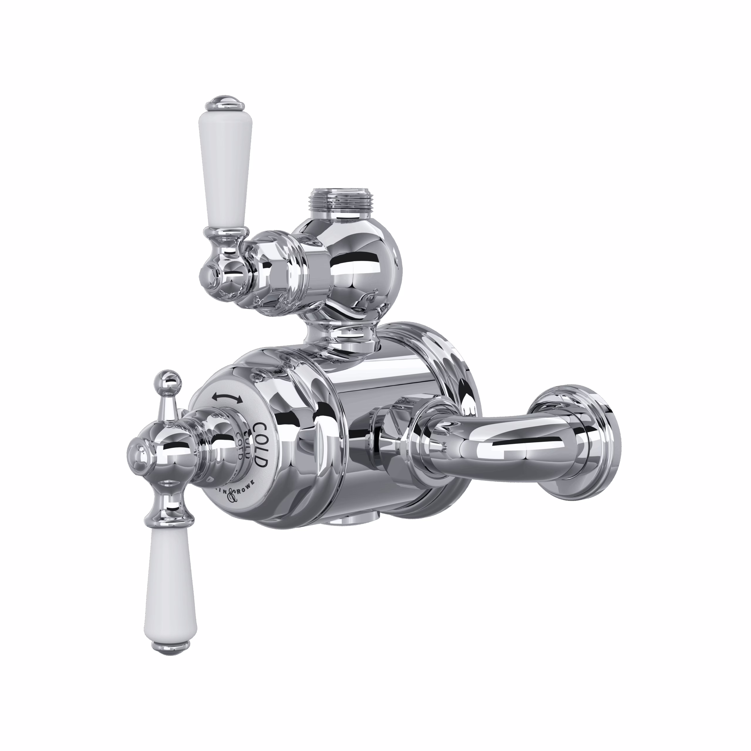 Perrin & Rowe | Polished Chrome Edwardian™ 3/4" Exposed Therm Valve With Volume And Temperature Control