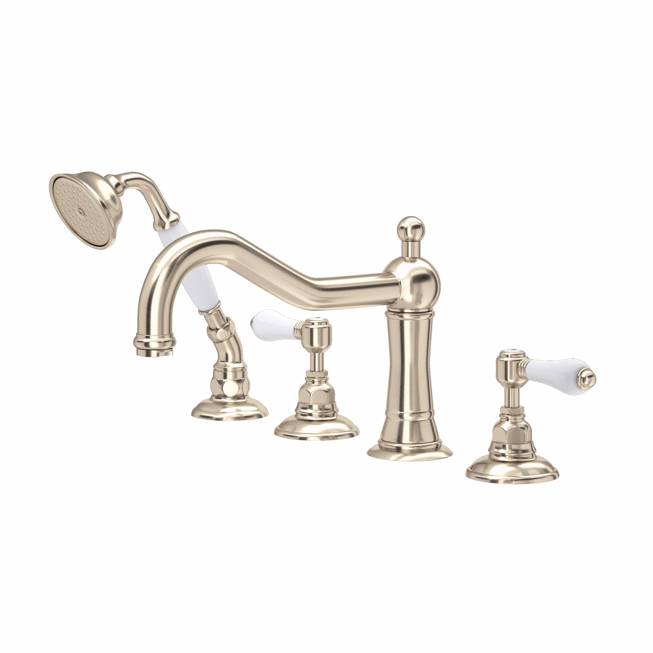 ROHL | Satin Nickel Acqui® 4-Hole Deck Mount Tub Filler