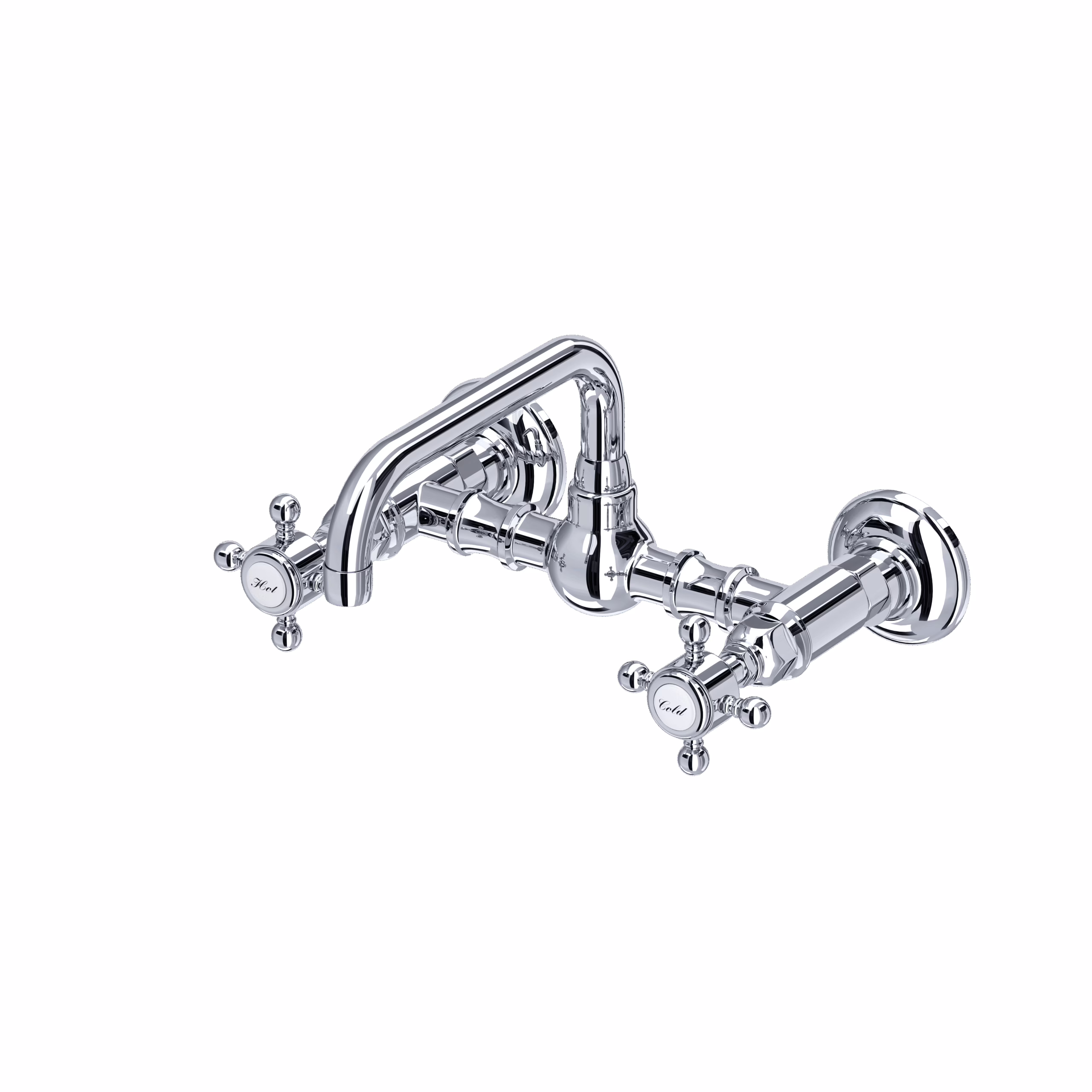 ROHL | Polished Chrome Acqui® Wall Mount Bridge Lavatory Faucet With U-Spout