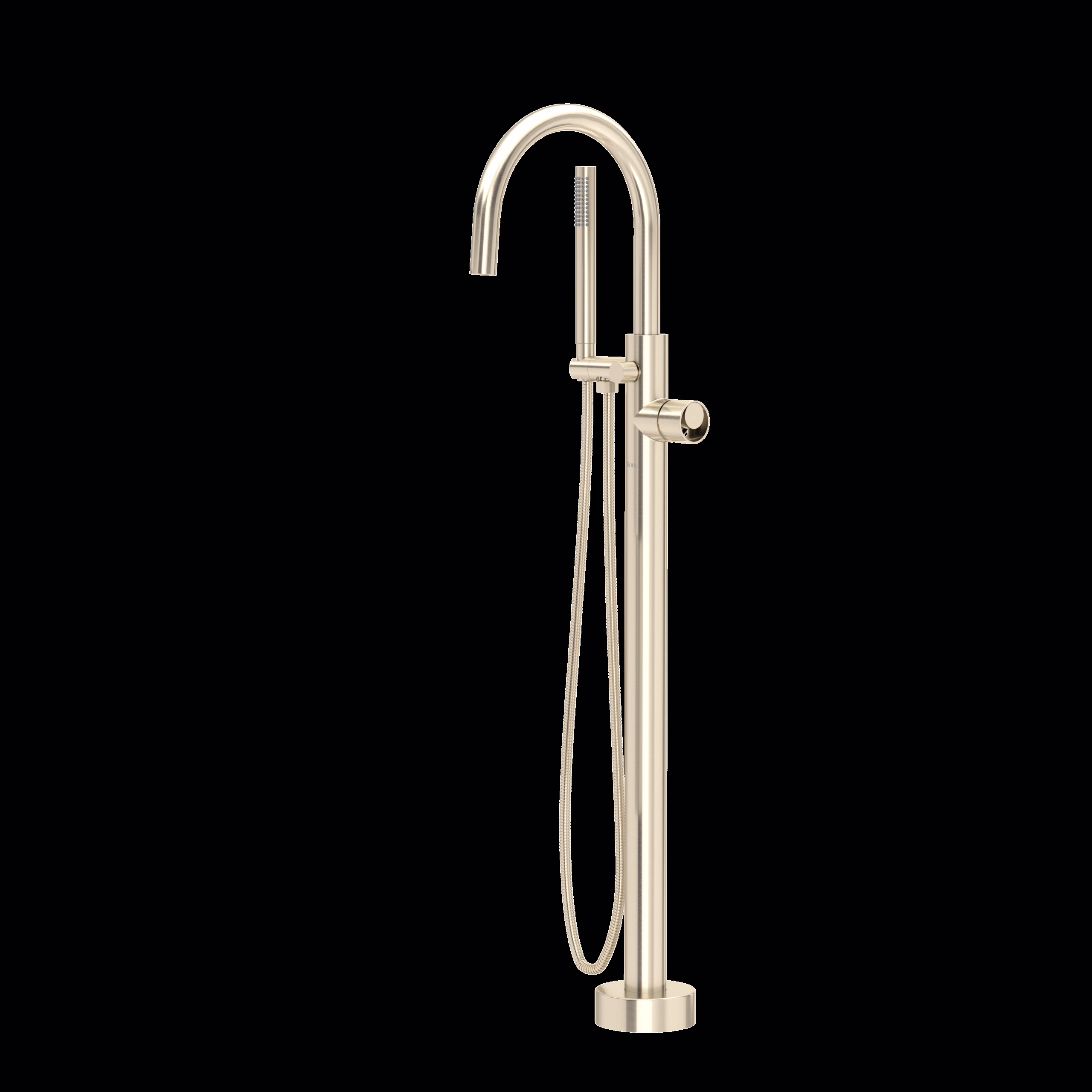 ROHL | Satin Nickel Eclissi™ Single Hole Floor Mount Tub Filler Trim With C-Spout