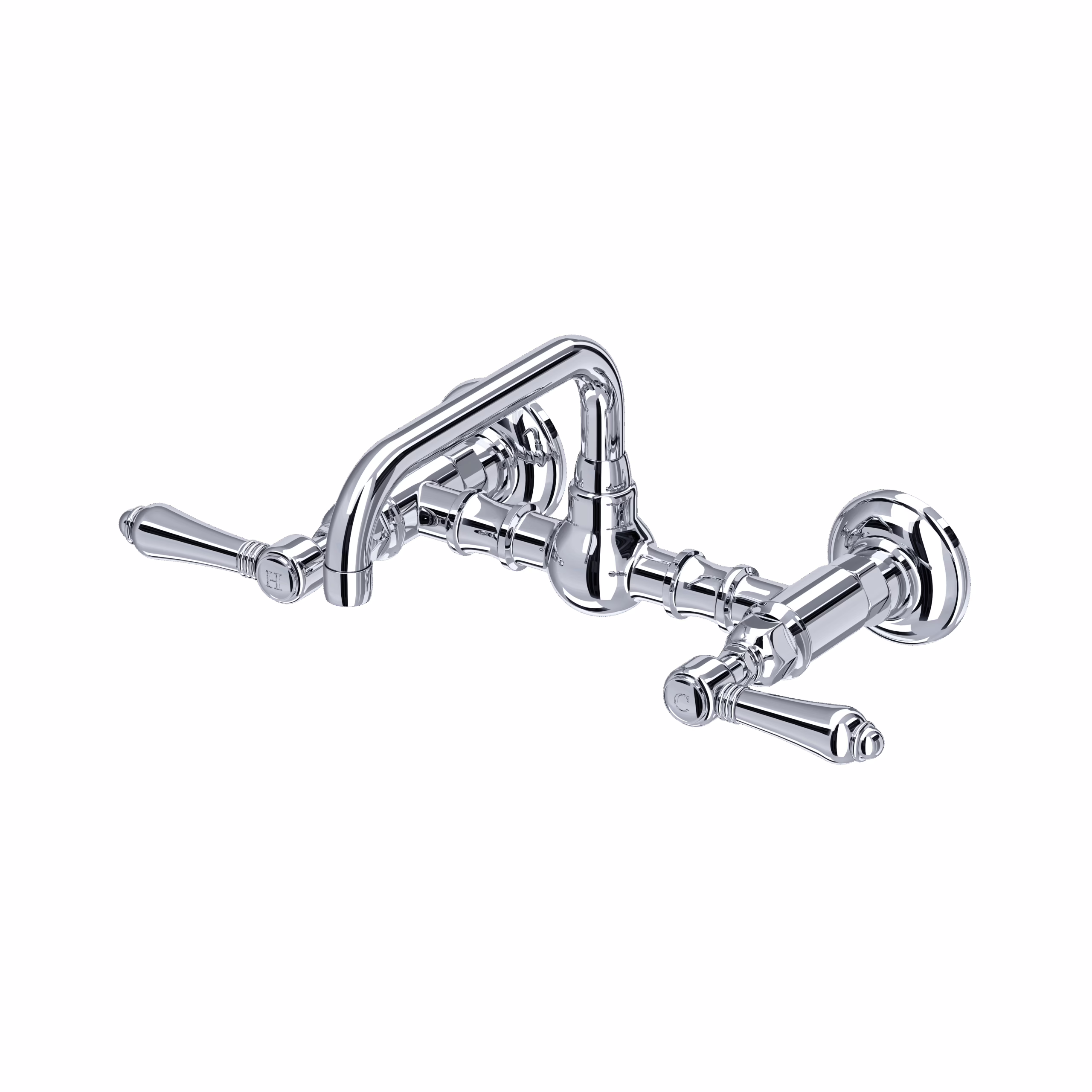 ROHL | Polished Chrome Acqui® Wall Mount Bridge Lavatory Faucet With U-Spout