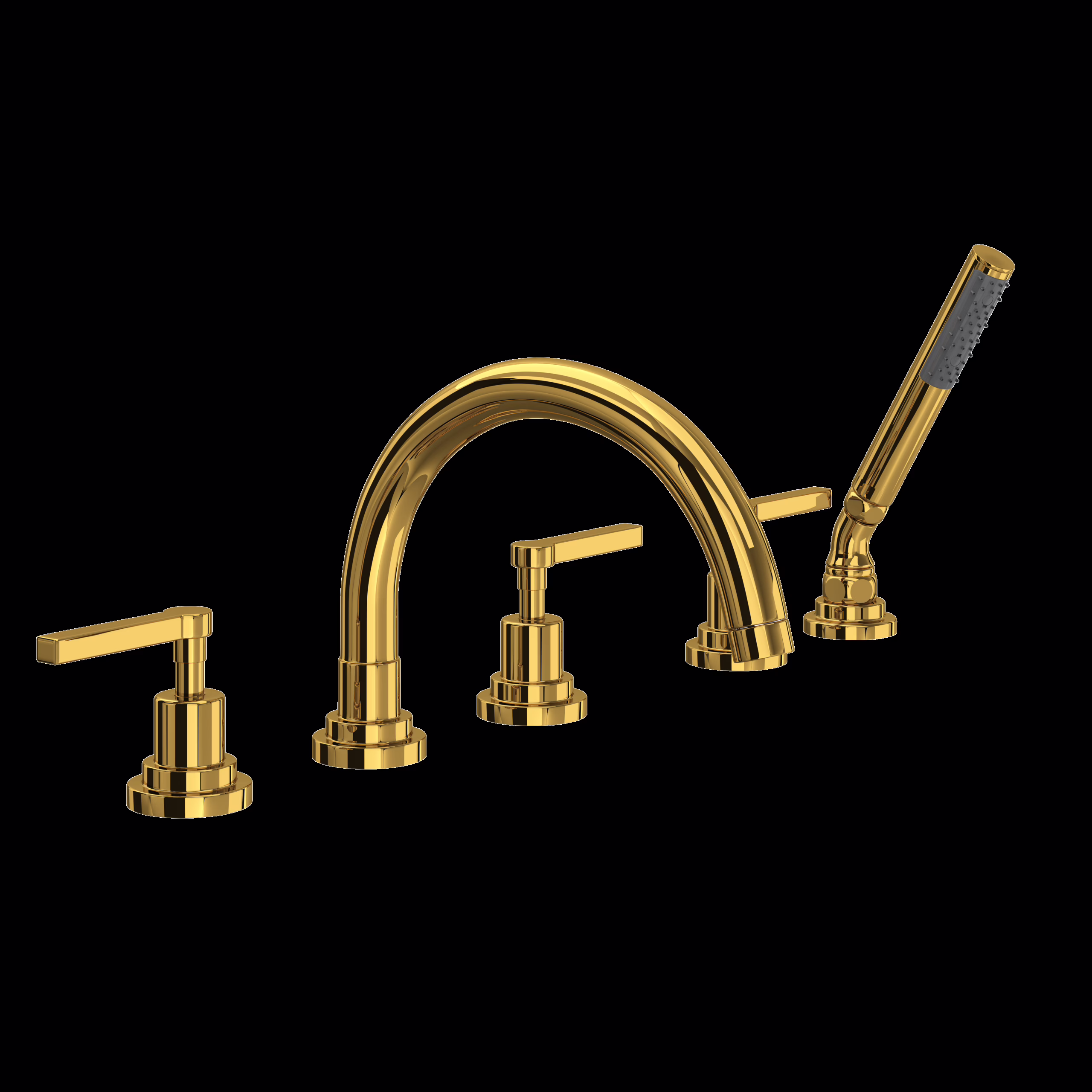 ROHL | Unlacquered Brass Lombardia® 5-Hole Deck Mount Tub Filler With C-Spout
