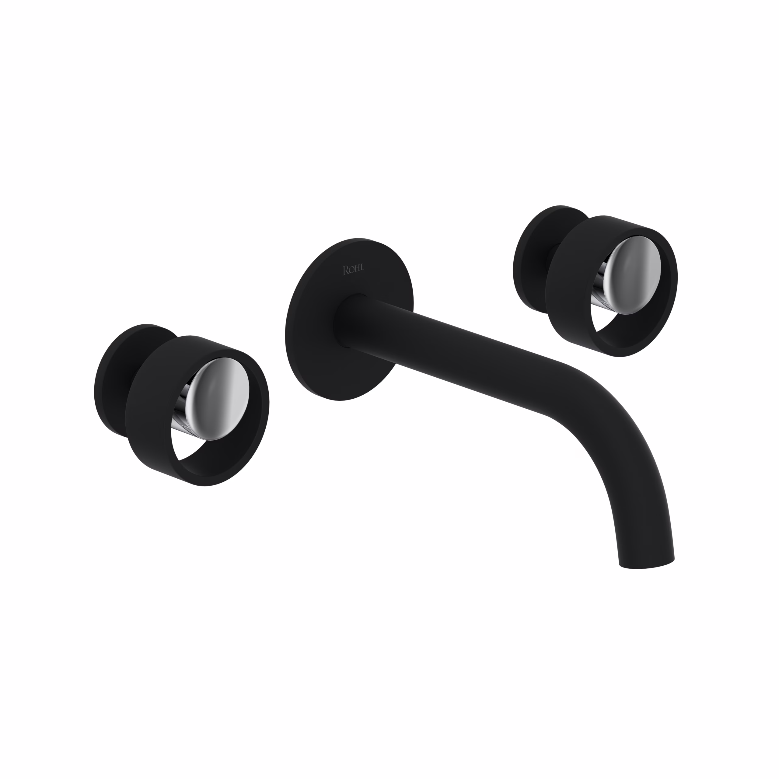 ROHL | Matte Black/Polished Chrome Eclissi™ Wall Mount Lavatory Faucet Trim With C-Spout