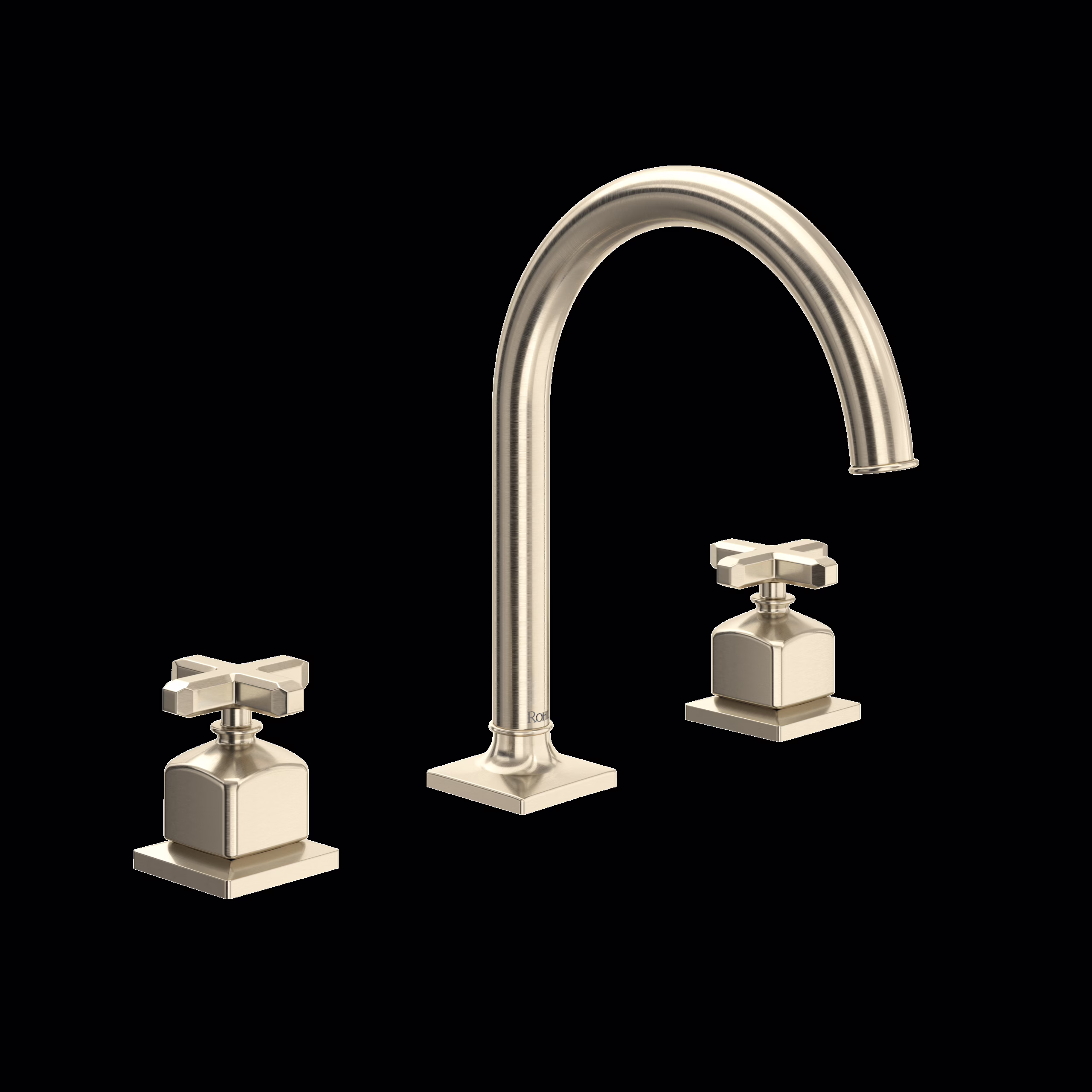 ROHL | Satin Nickel Apothecary™ Widespread Lavatory Faucet With C-Spout