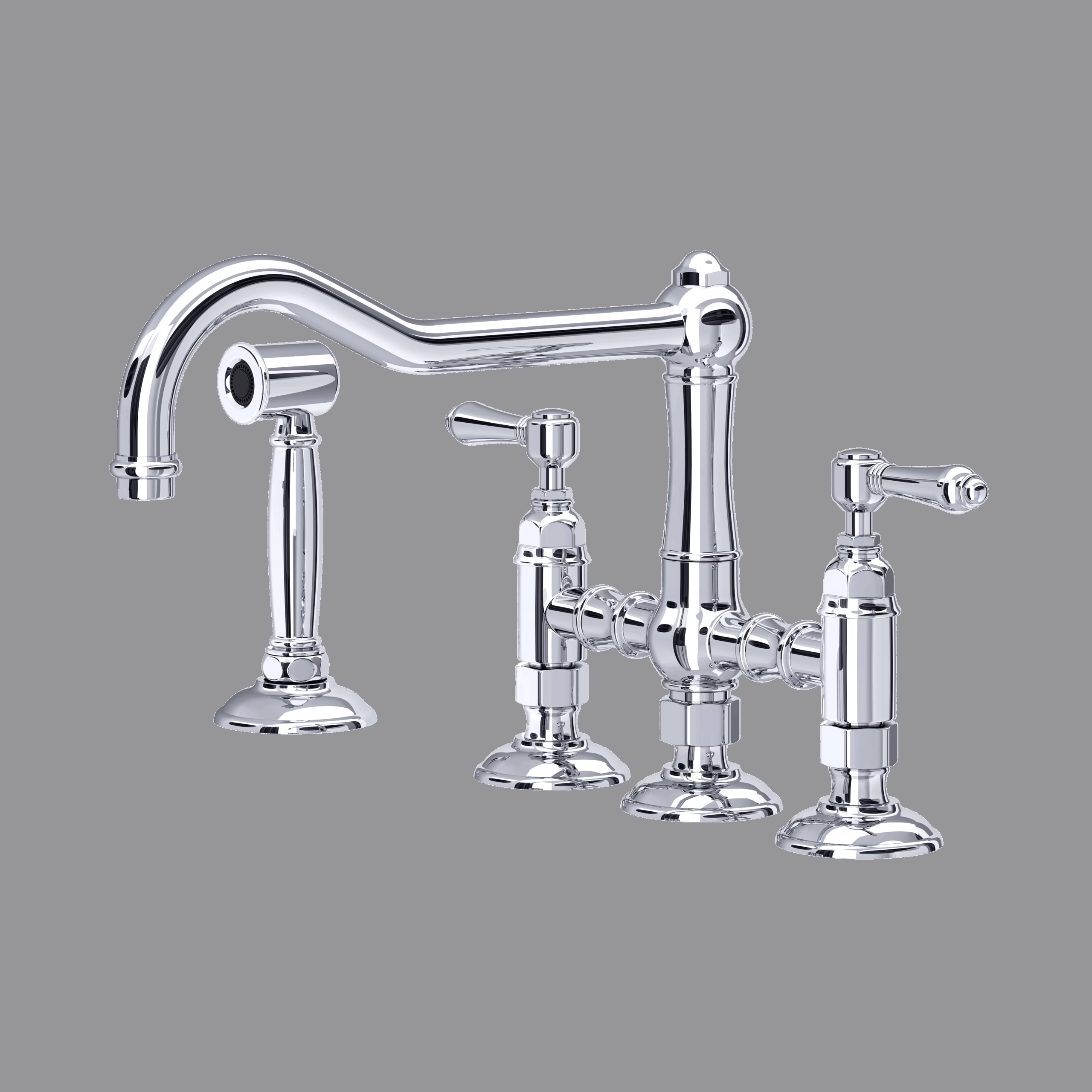 ROHL | Polished Chrome Acqui® Bridge Kitchen Faucet With Side Spray