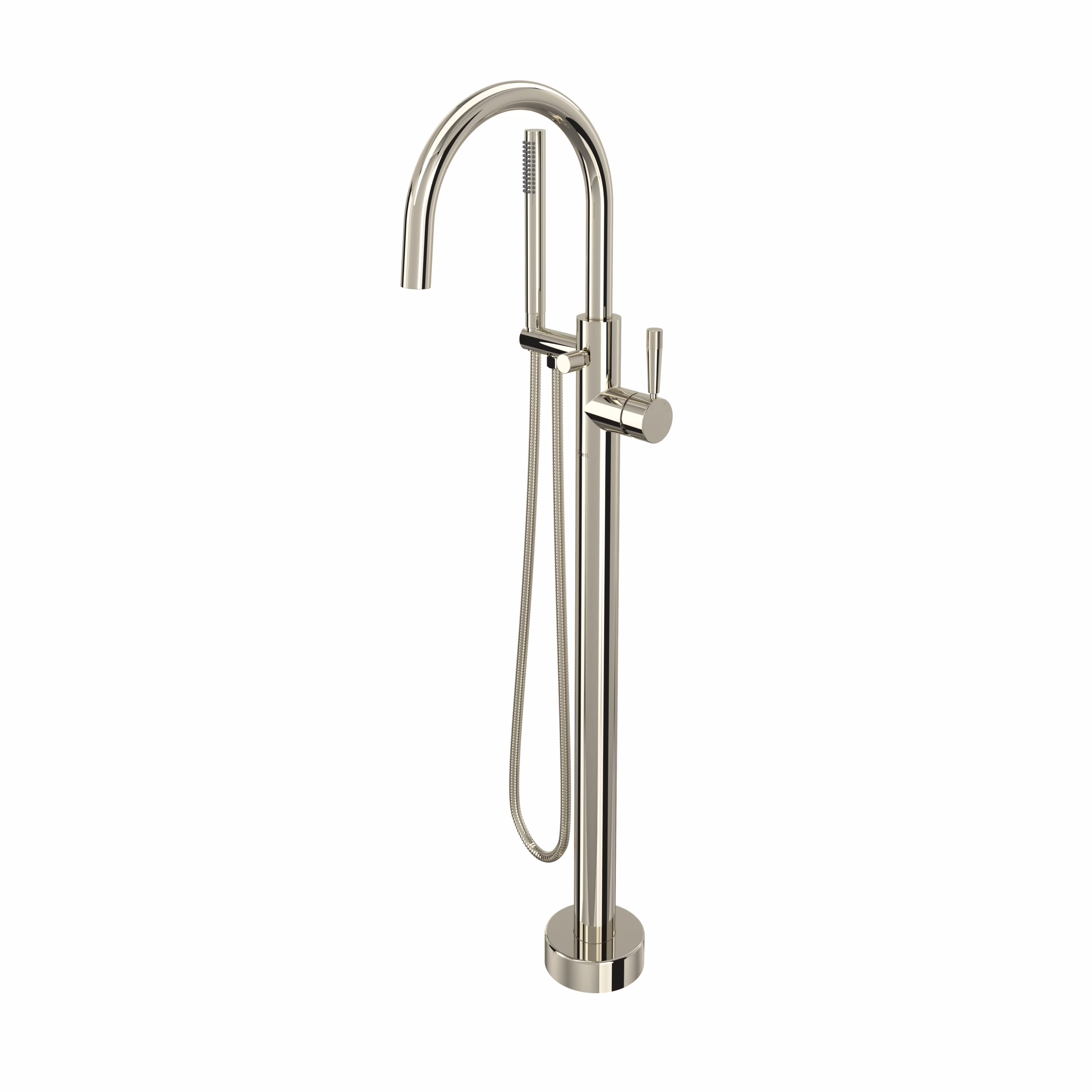 ROHL | Polished Nickel Knurled Single Hole Floor Mount Tub Filler Trim