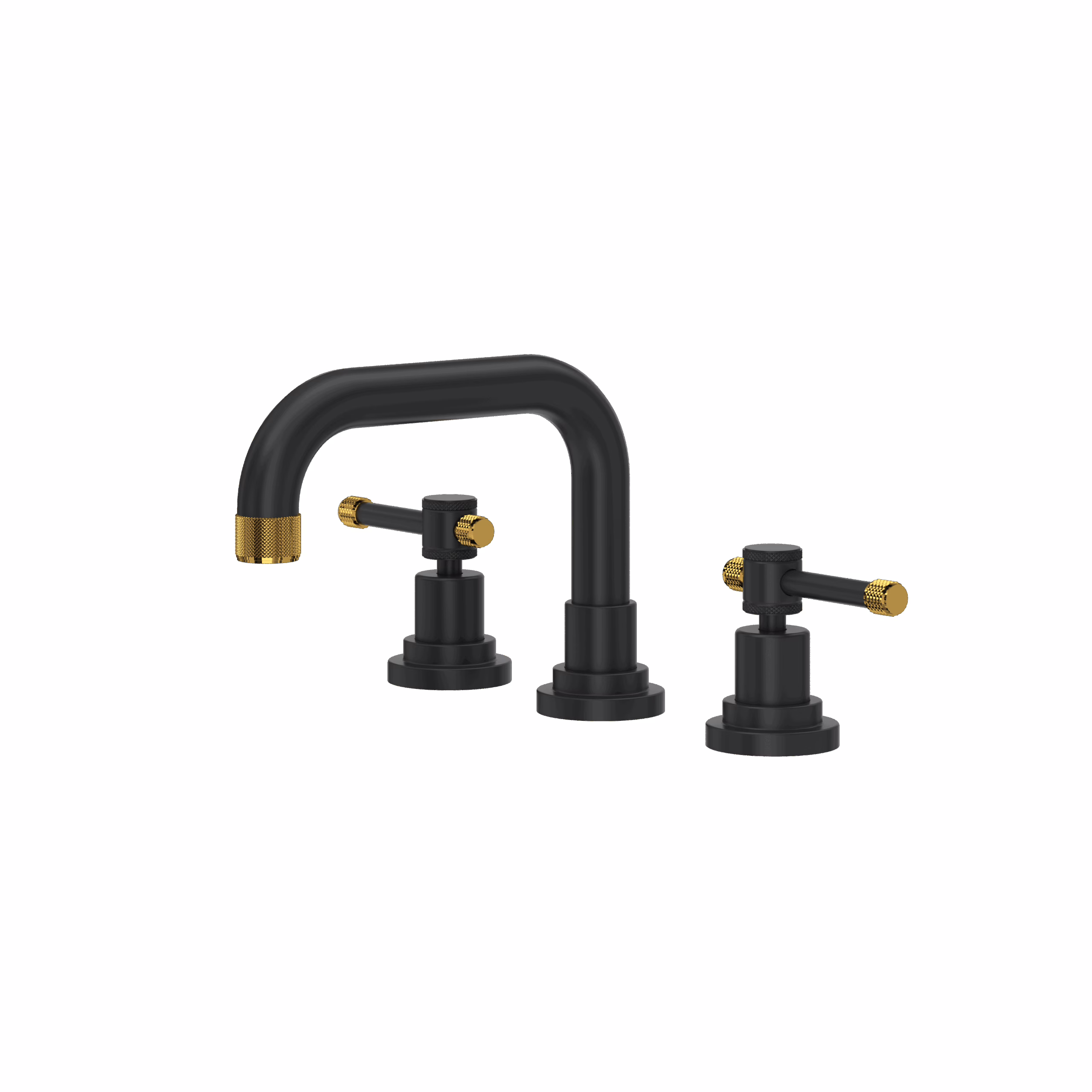 ROHL | Matte Black/Unlacquered Brass Campo™ Widespread Lavatory Faucet With U-Spout