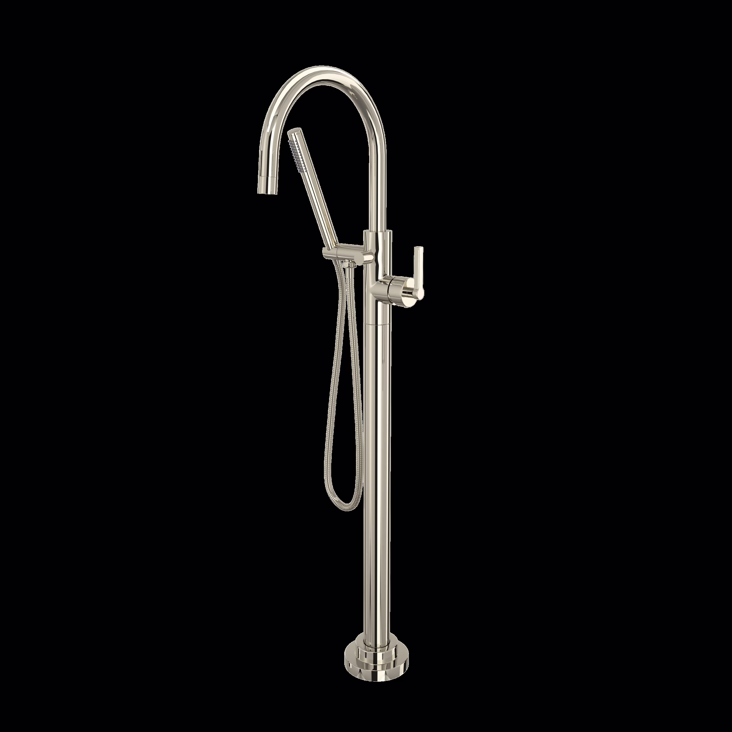ROHL | Polished Nickel Lombardia® Single Hole Floor Mount Tub Filler Trim