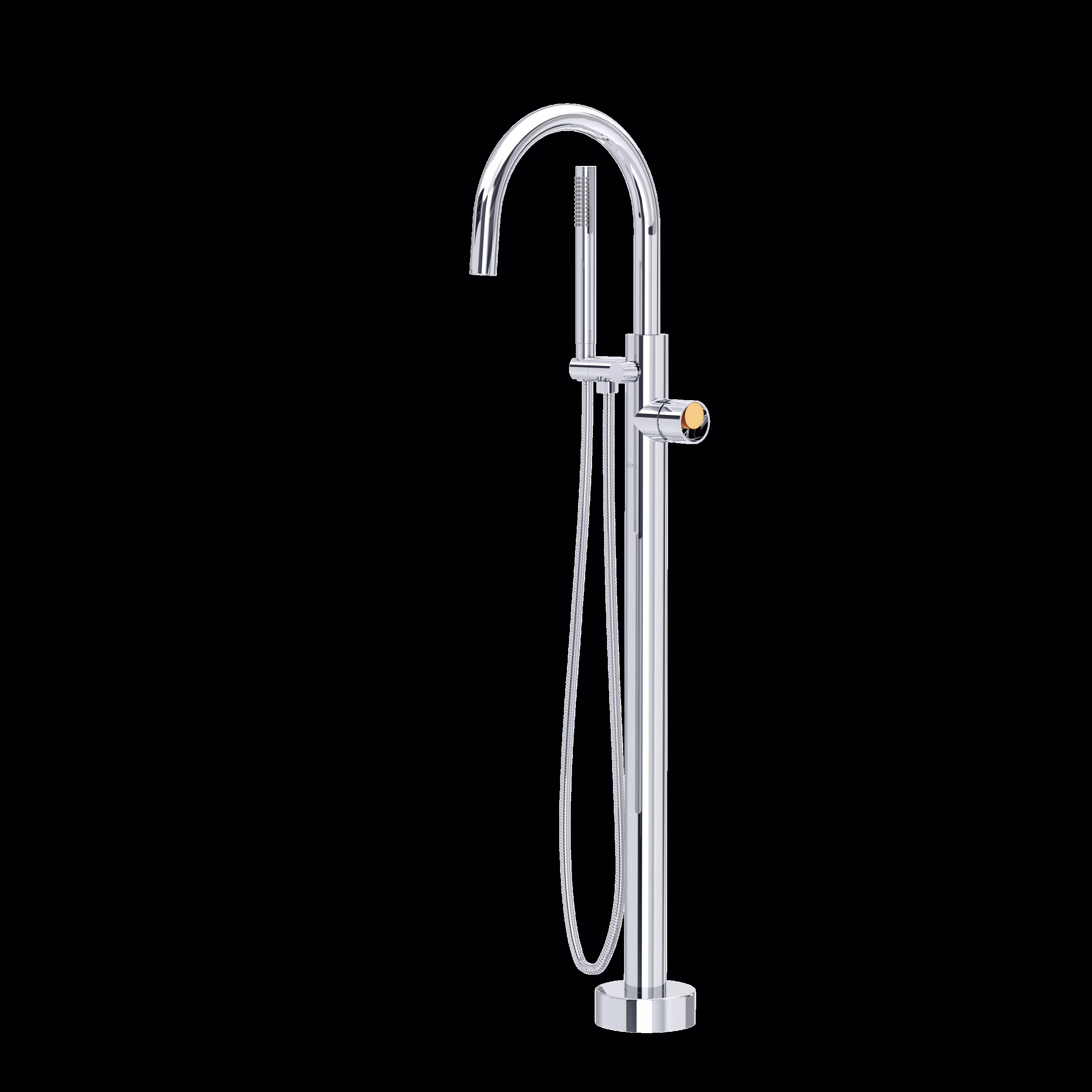 ROHL | Polished Chrome/Satin Gold Eclissi™ Single Hole Floor Mount Tub Filler Trim With C-Spout