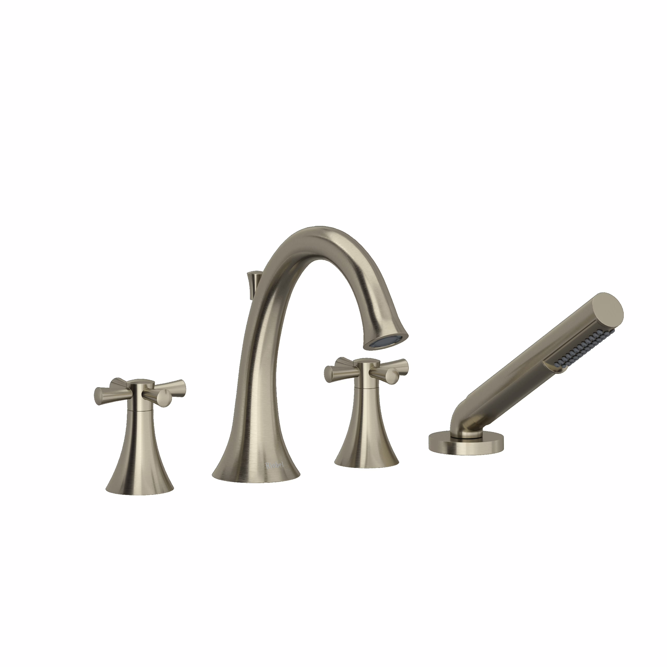 RIOBEL | Brushed Nickel Edge™ 4-Hole Deck Mount Tub Filler