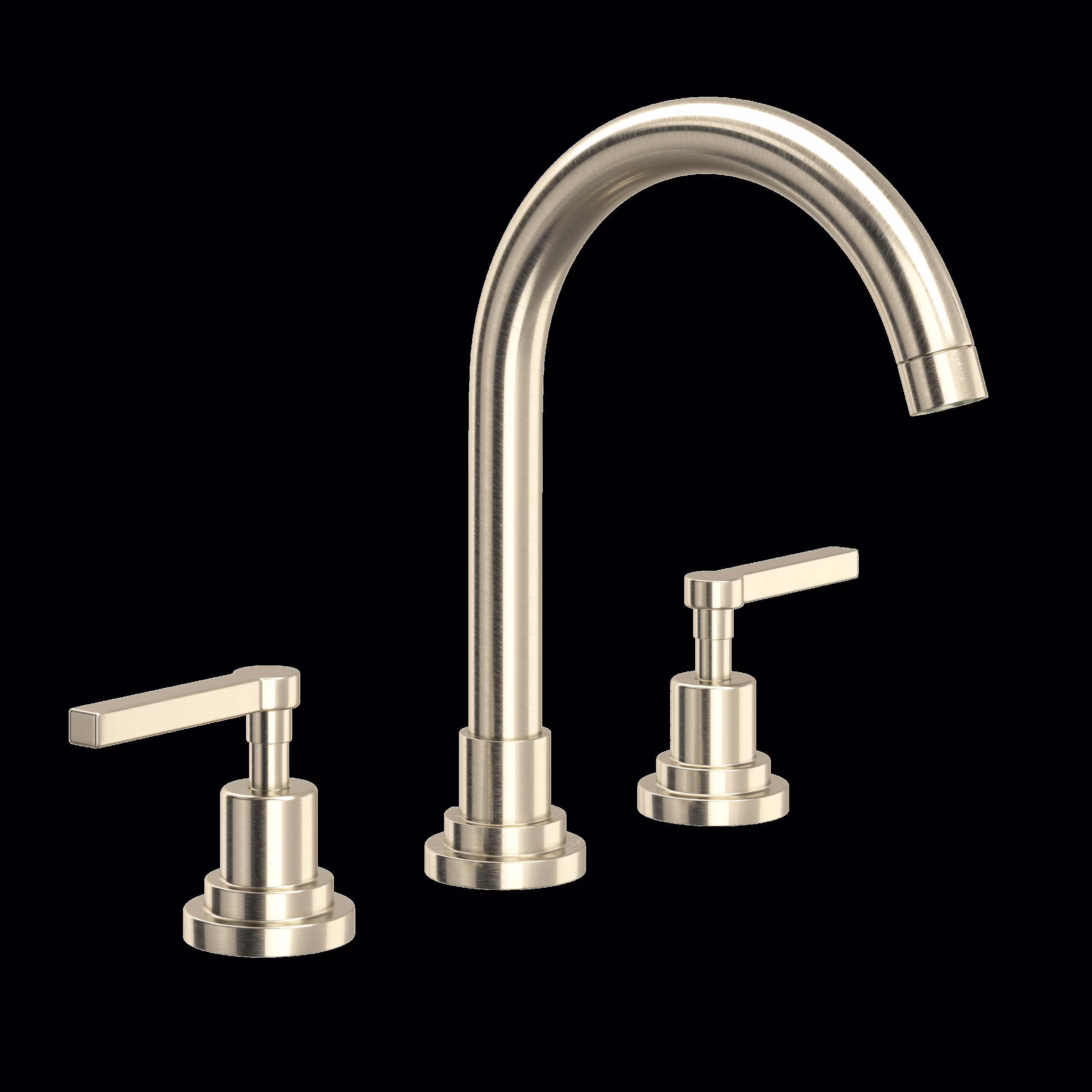 ROHL | Satin Nickel Lombardia® Widespread Lavatory Faucet With C-Spout