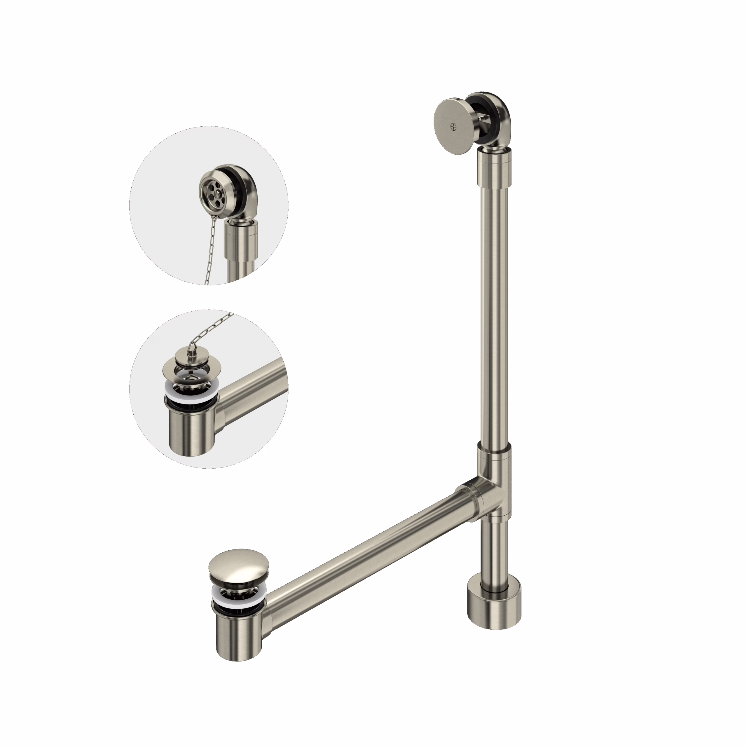 Victoria + Albert | Brushed Nickel Freestanding Victoria + Albert® Bathtub Drain For Above-Floor Installation Box