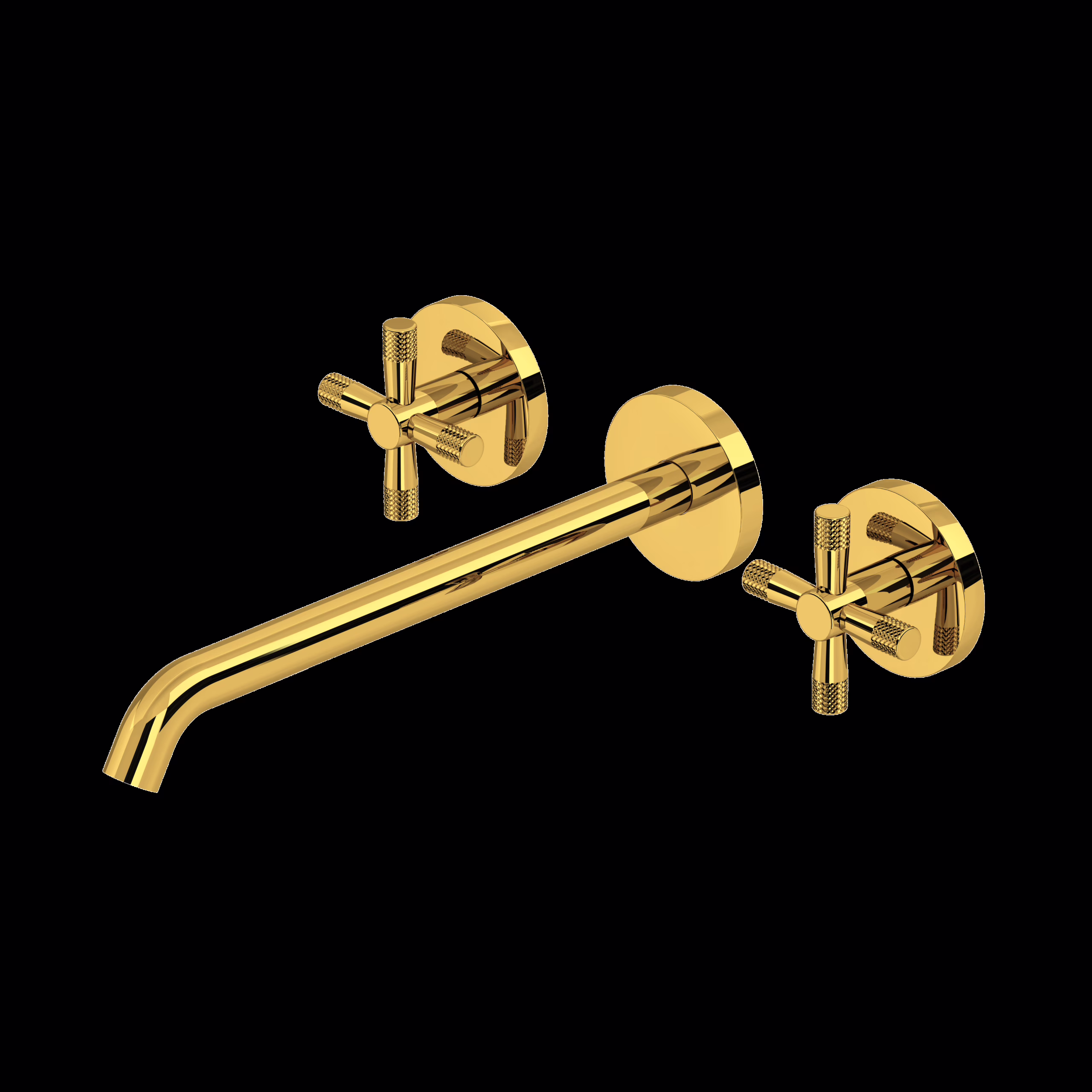 ROHL | Unlacquered Brass Amahle™ Wall Mount Tub Filler Trim With C-Spout