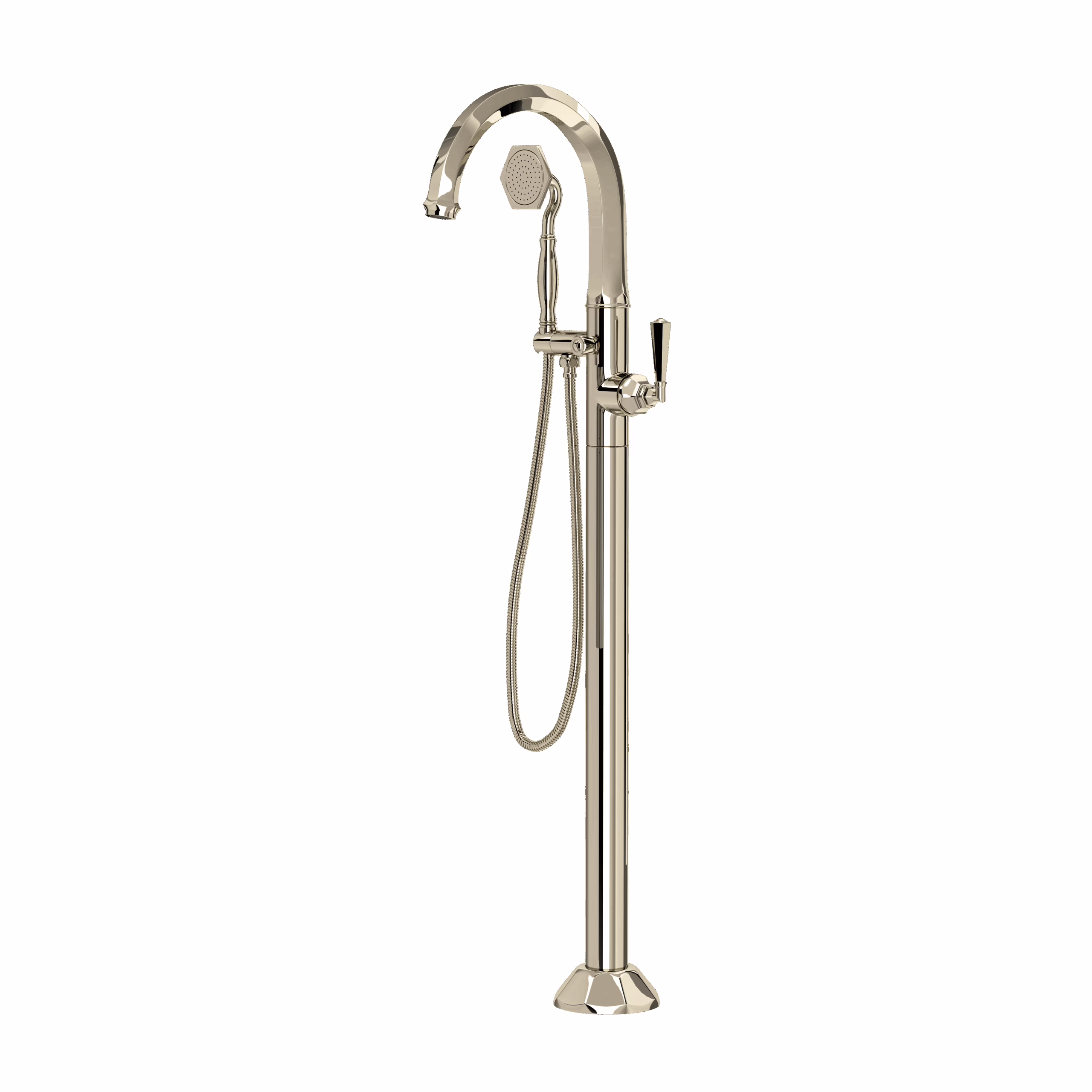 ROHL | Polished Nickel Palladian® Single Hole Floor Mount Tub Filler Trim