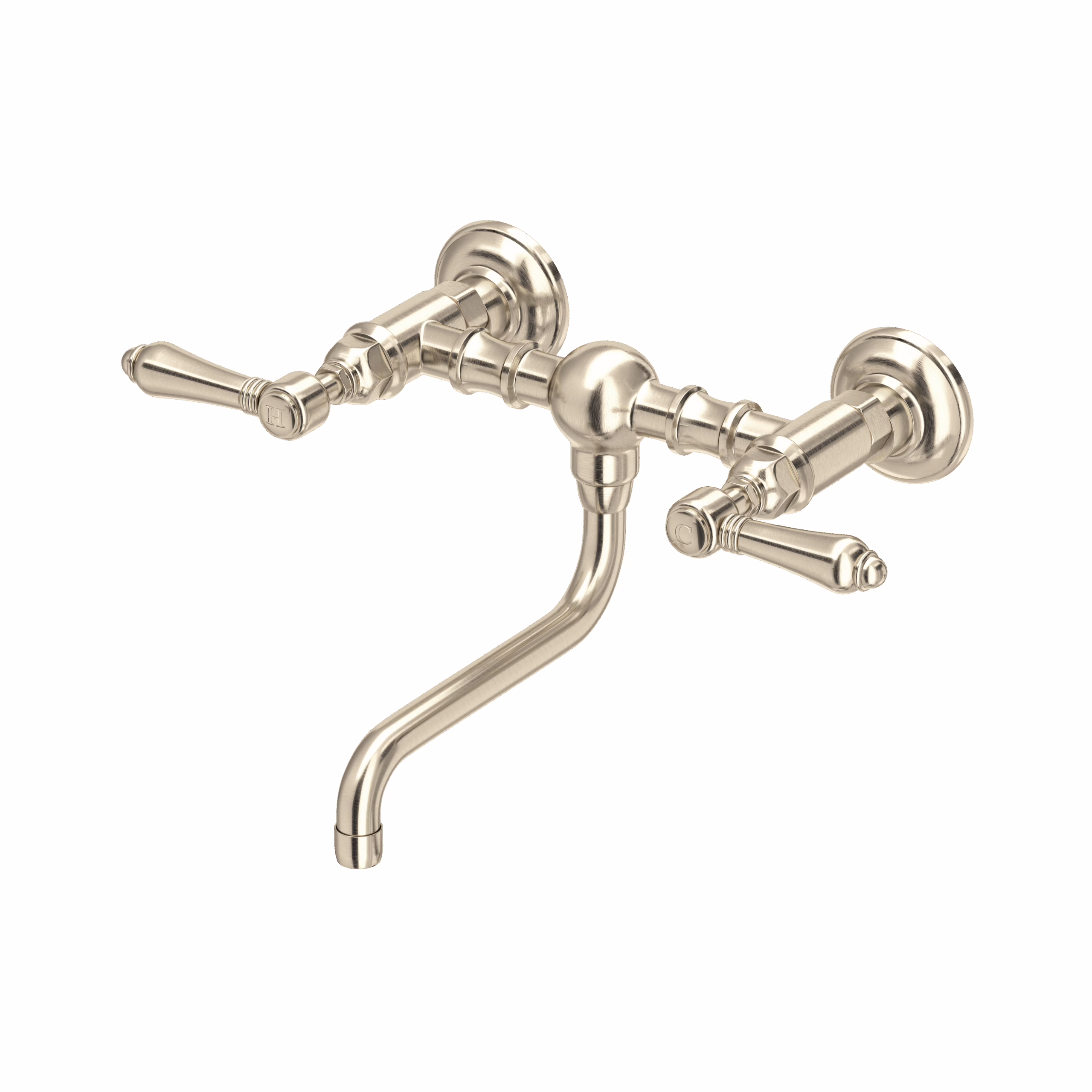 ROHL | Satin Nickel Acqui® Wall Mount Bridge Lavatory Faucet