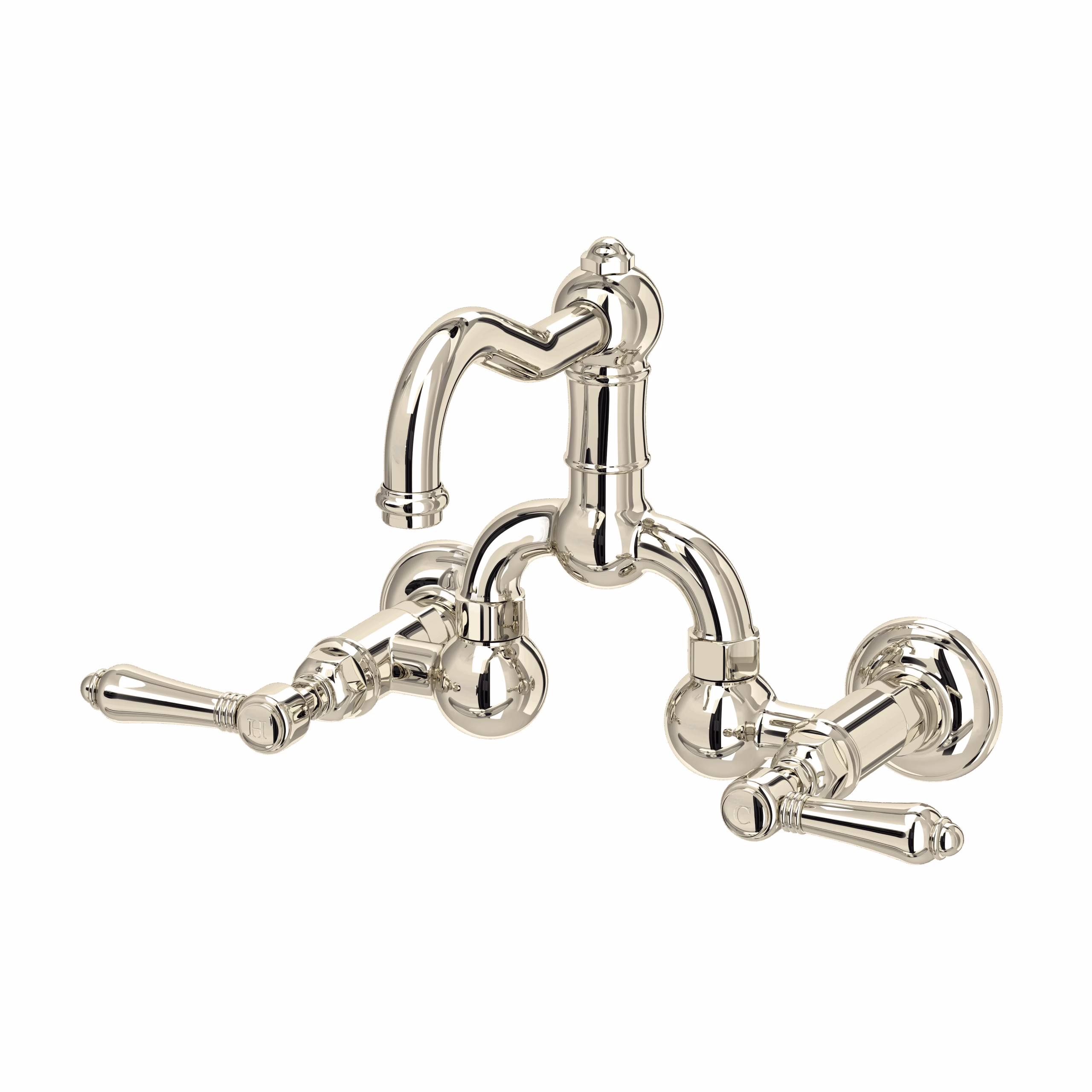 ROHL | Polished Nickel Acqui® Wall Mount Bridge Lavatory Faucet With Column Spout