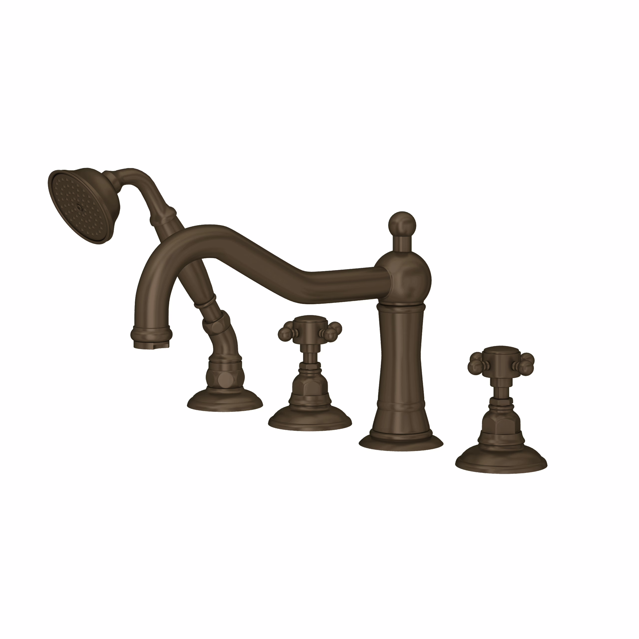 ROHL | Tuscan Brass Acqui® 4-Hole Deck Mount Tub Filler