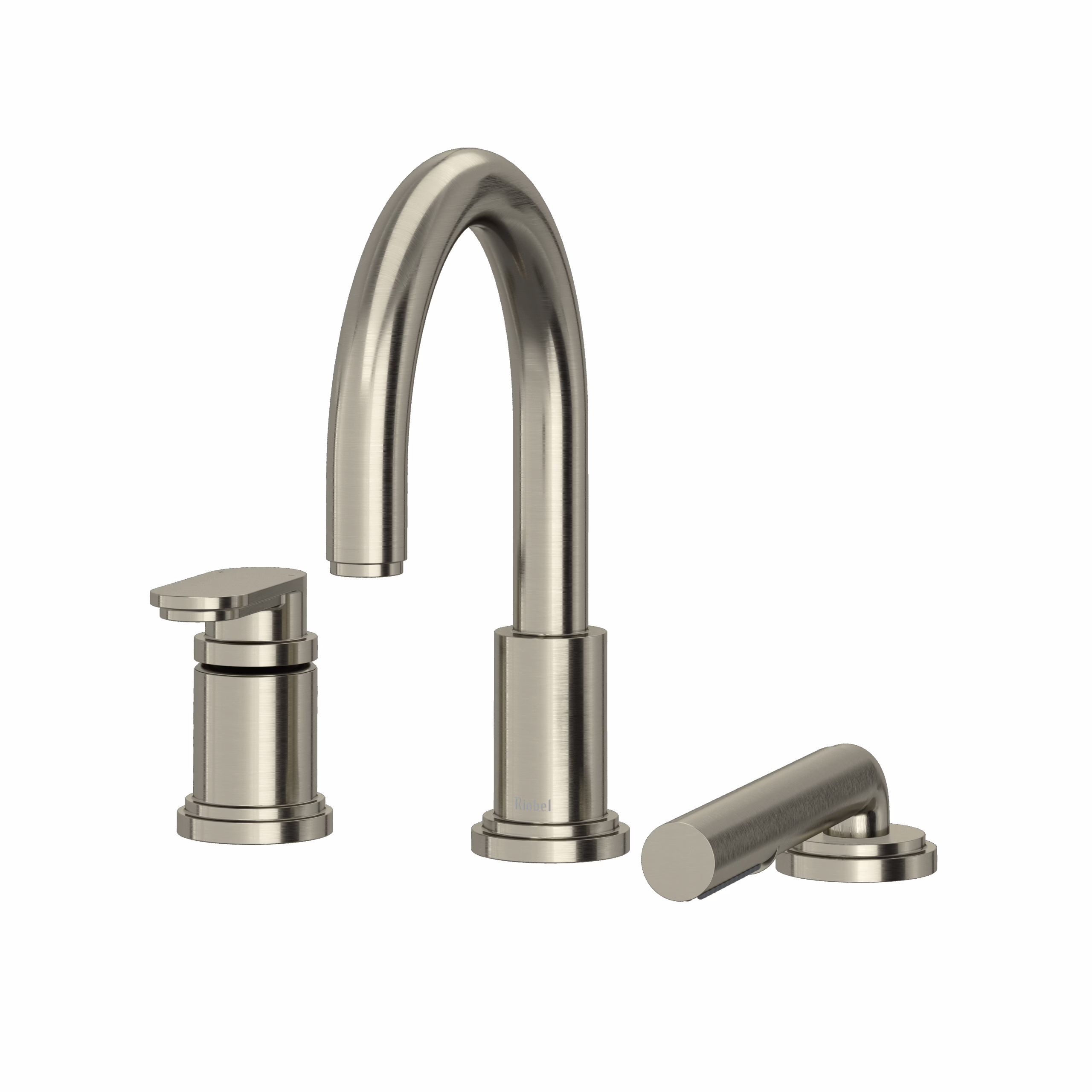 RIOBEL | Brushed Nickel Arca™ 3-Hole Deck Mount Tub Filler Trim