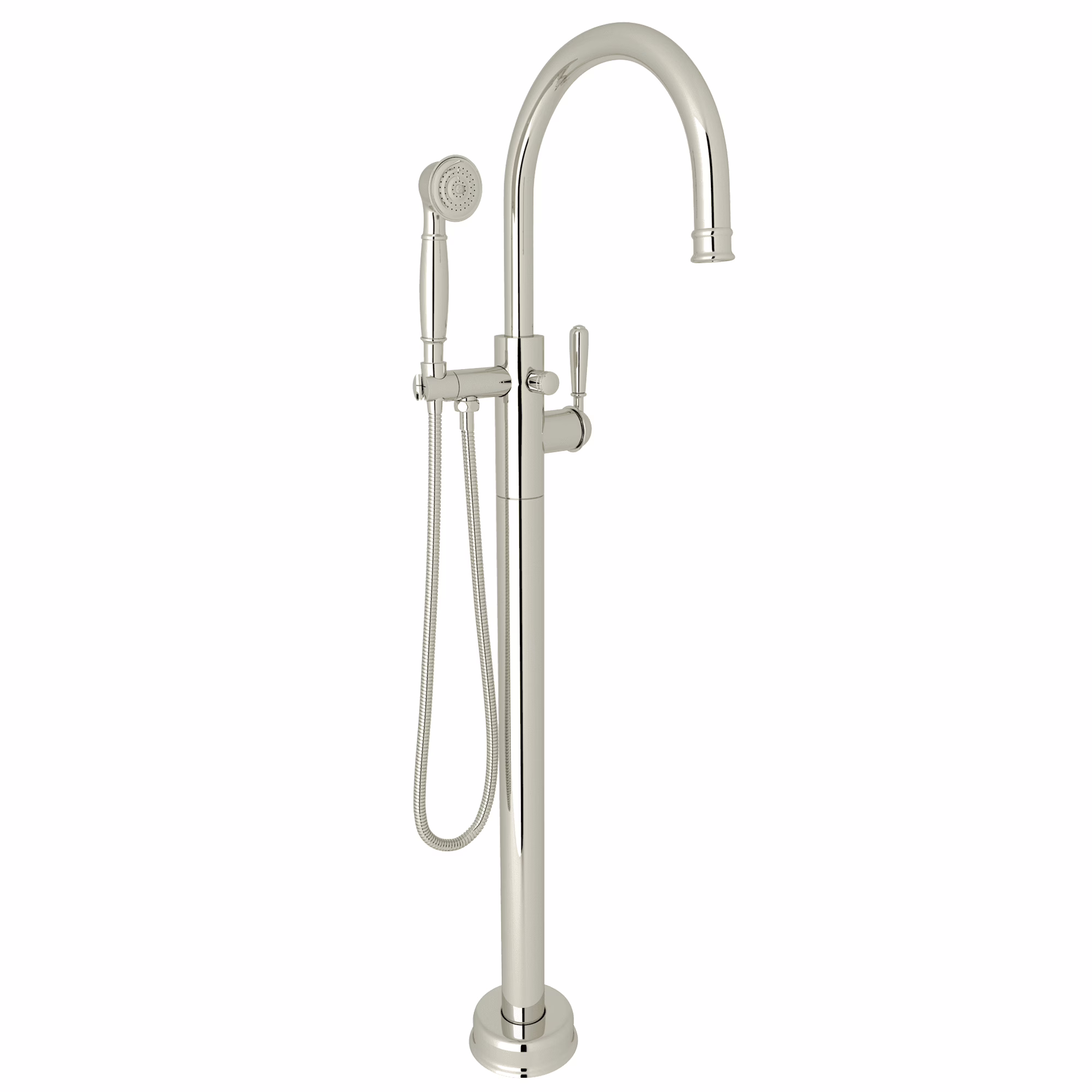 ROHL | Polished Nickel Traditional Single Hole Floor Mount Tub Filler Trim
