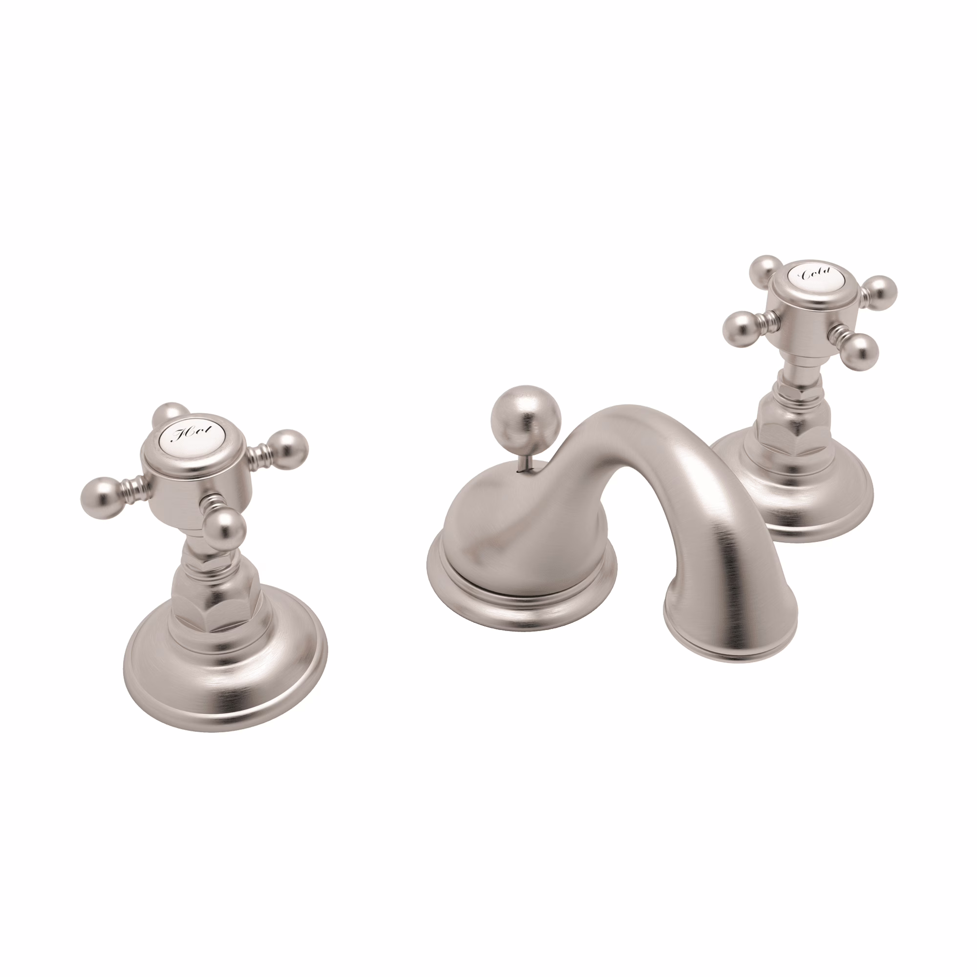 ROHL | Satin Nickel Acqui® Widespread Lavatory Faucet With Low Spout